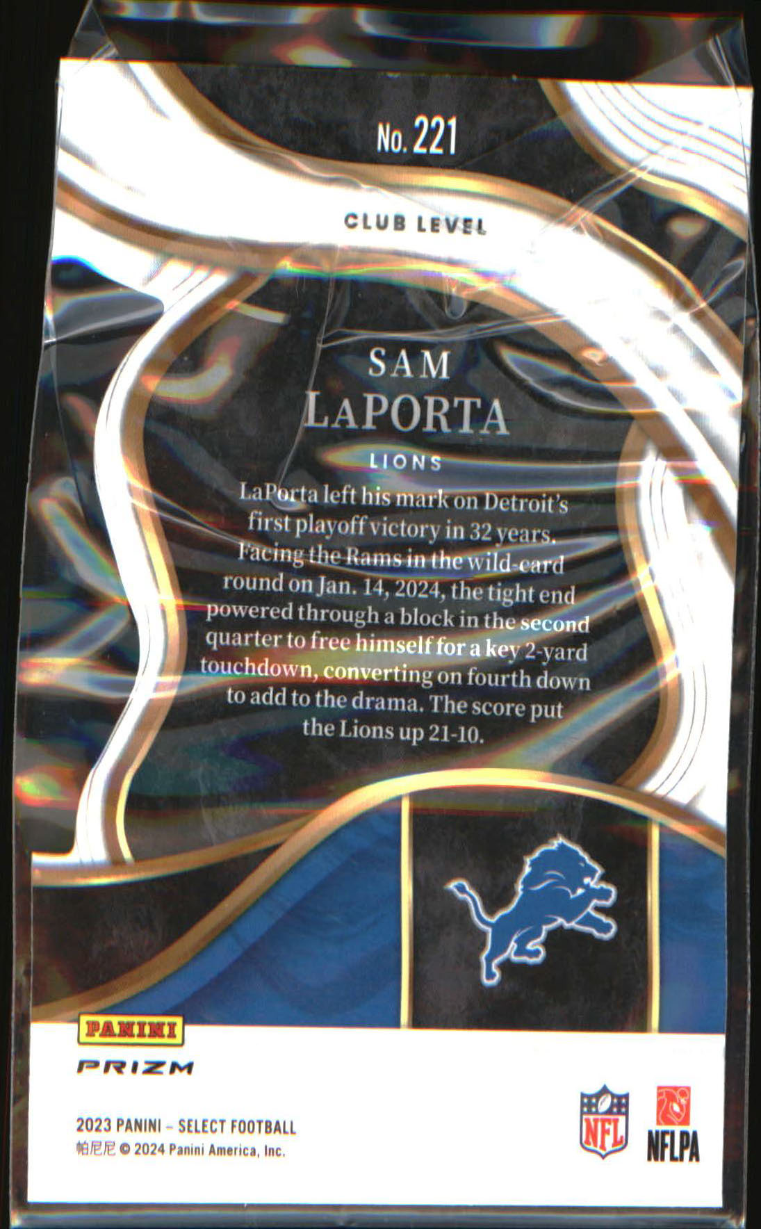 2023 Panini Select Red and Blue Prizms Die Cuts #221 Sam LaPorta Rookie RC