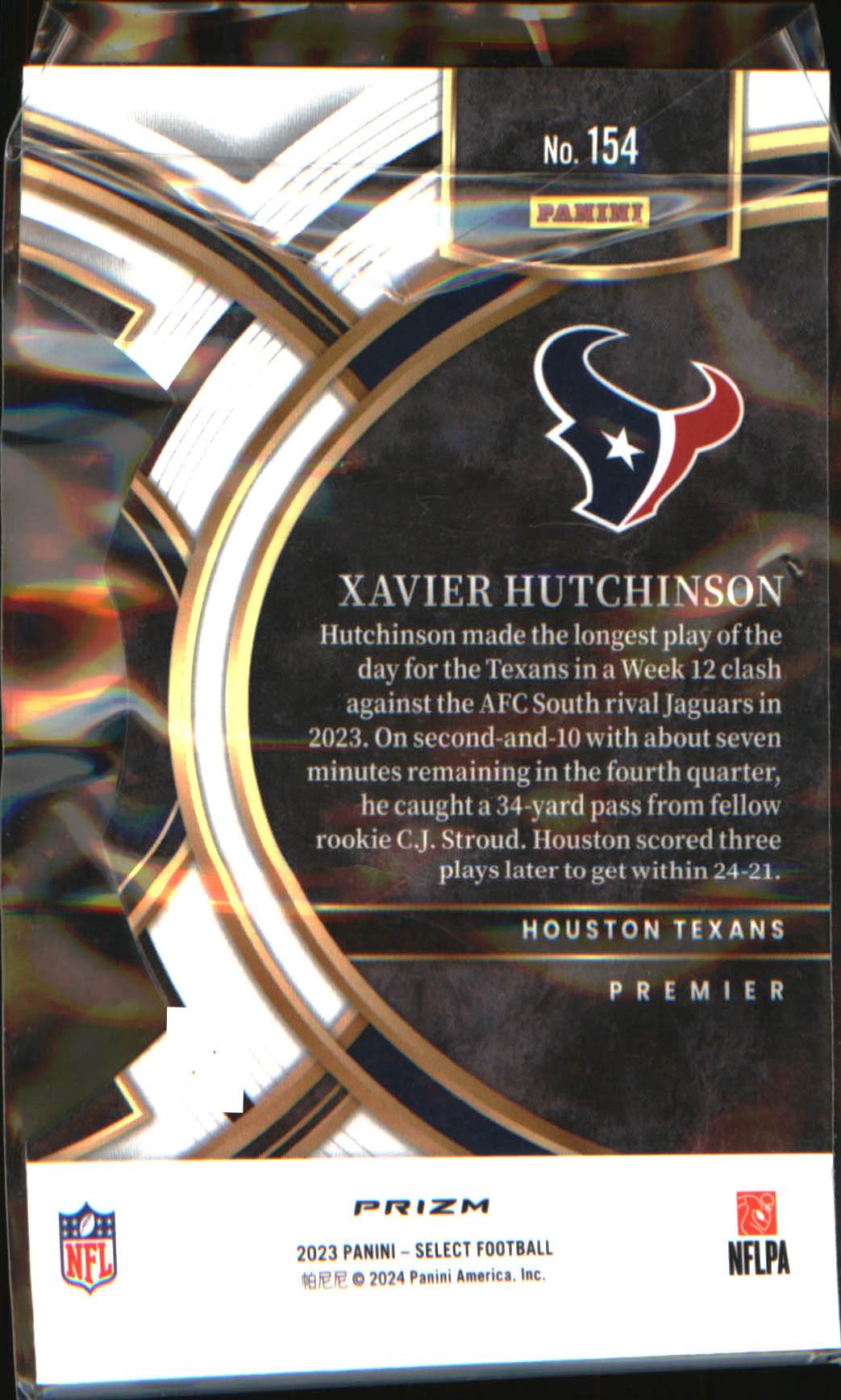 2023 Panini Select Black and Green Prizms Die Cuts #154 Xavier Hutchinson RC