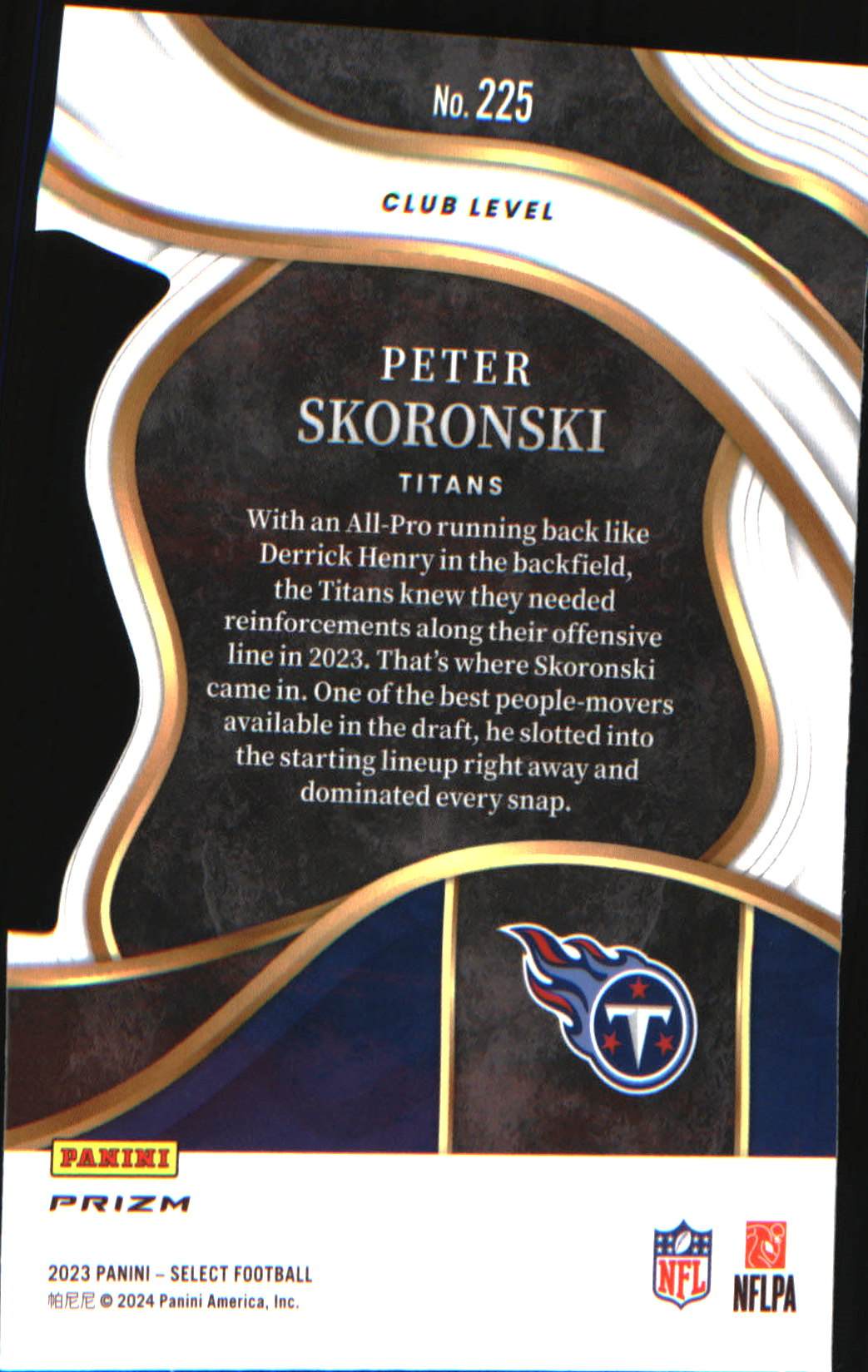 2023 Panini Select Silver Prizms Die Cuts #225 Peter Skoronski Rookie RC