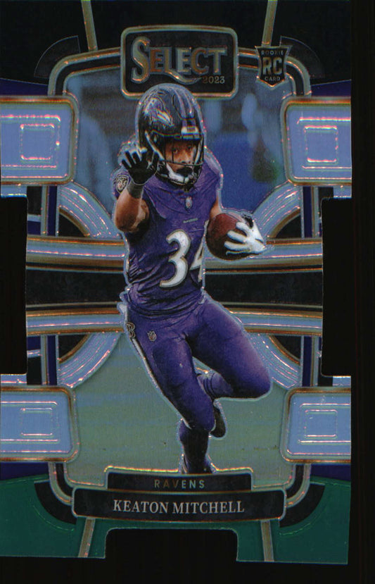 2023 Panini Select Black and Green Prizms Die Cuts #10 Keaton Mitchell Rookie RC
