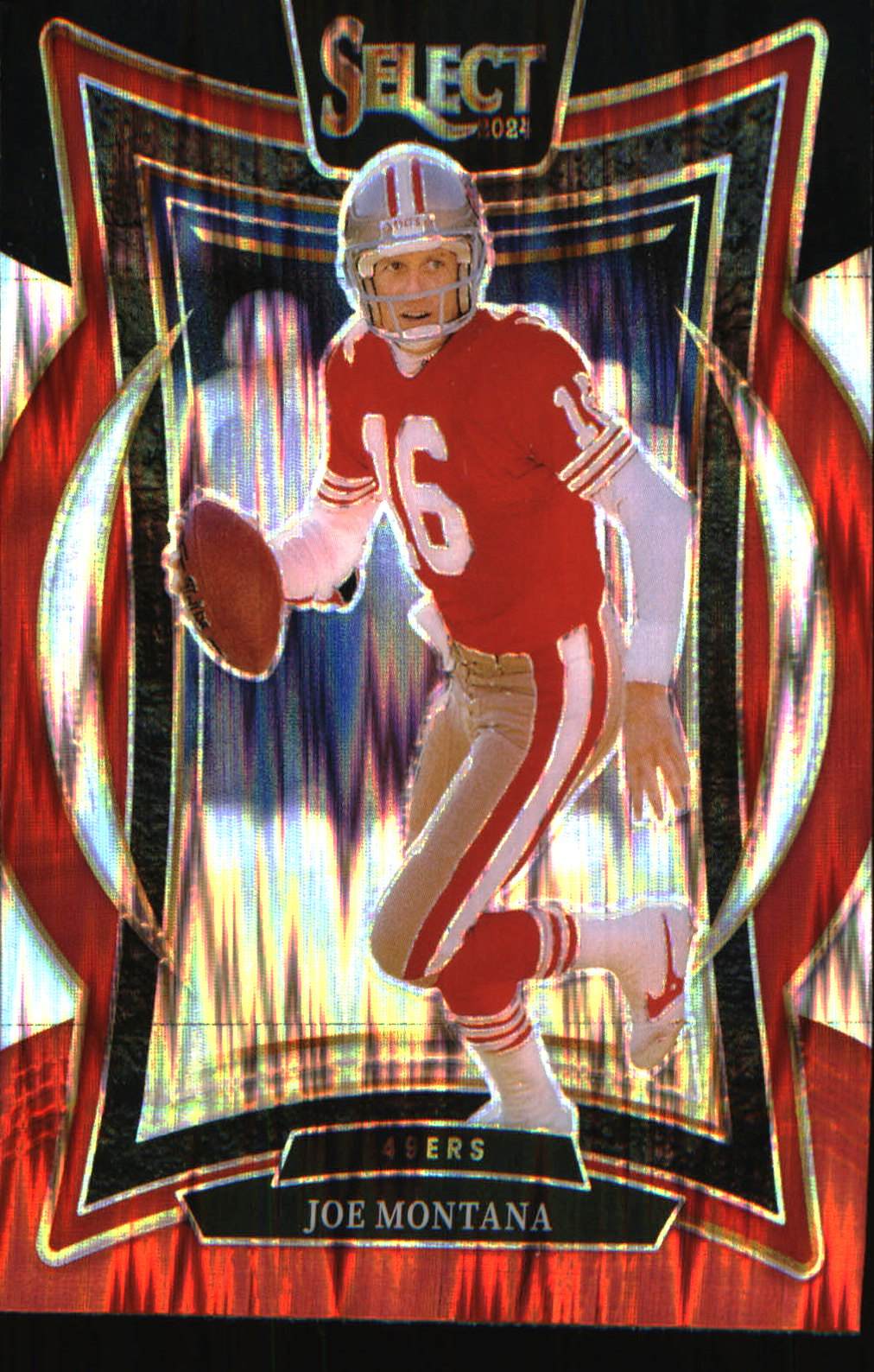 2024 Panini Select Black & Red Prizm Shock #70 Joe Montana