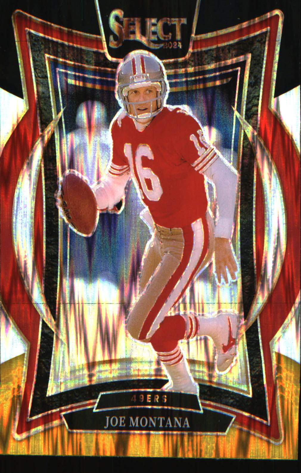 2024 Panini Select Black & Red Prizm Shock #70 Joe Montana