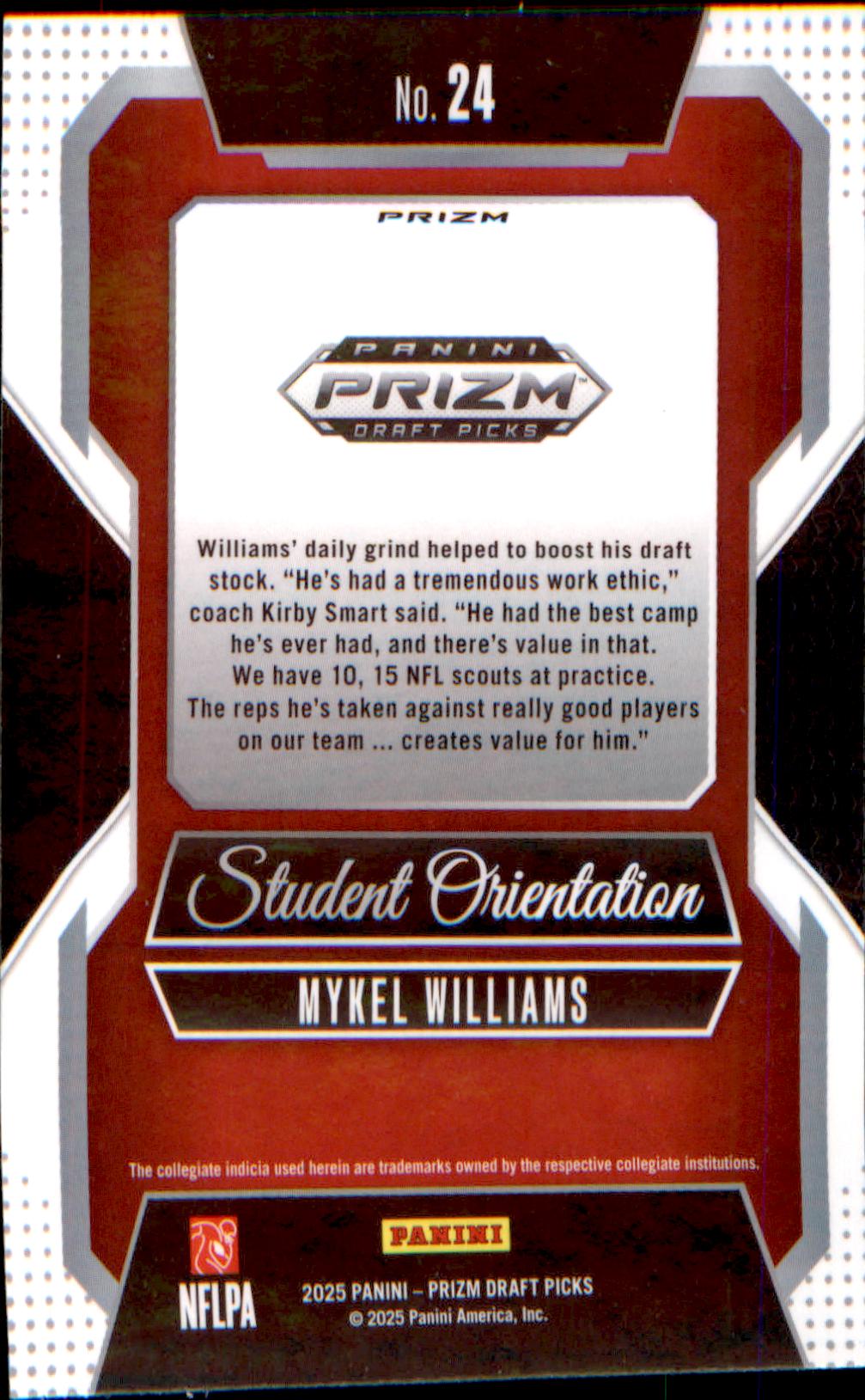 2025 Panini Prizm Draft Picks Student Orientation Gold Ice #24 Mykel Williams