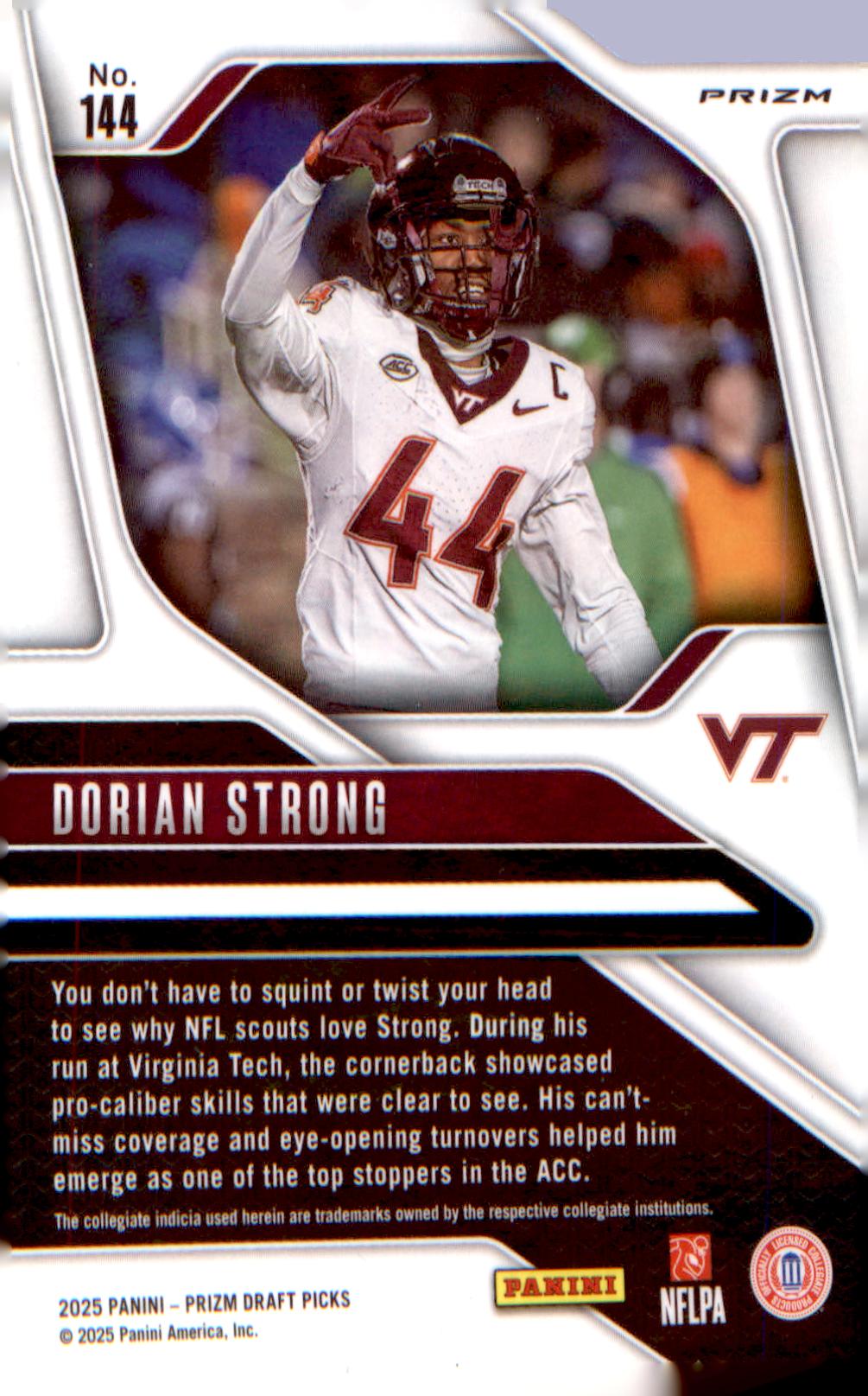2025 Panini Prizm Draft Picks Prizms Gold Ice #144 Dorian Strong