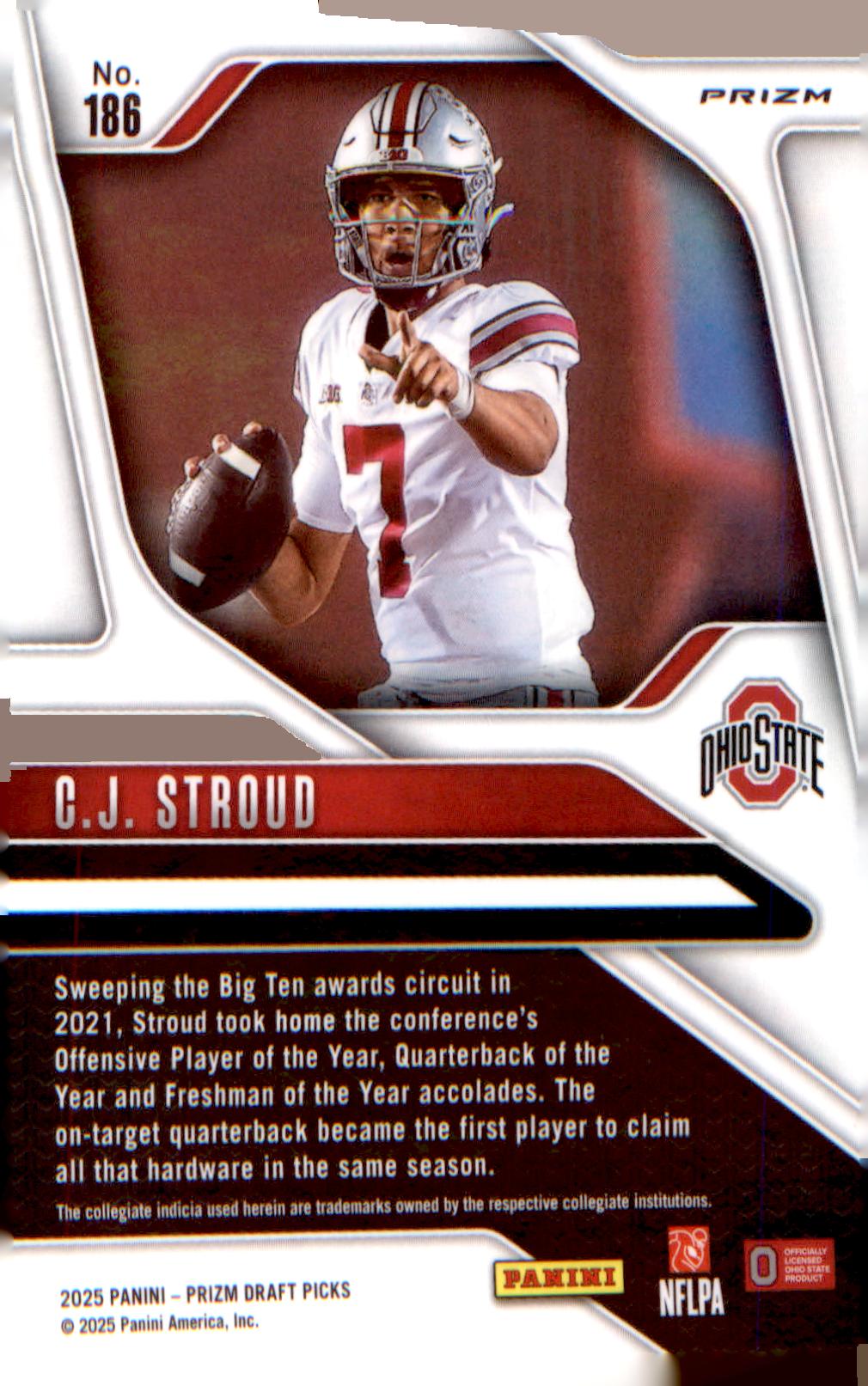 2025 Panini Prizm Draft Picks Prizms Gold Ice #186 C.J. Stroud