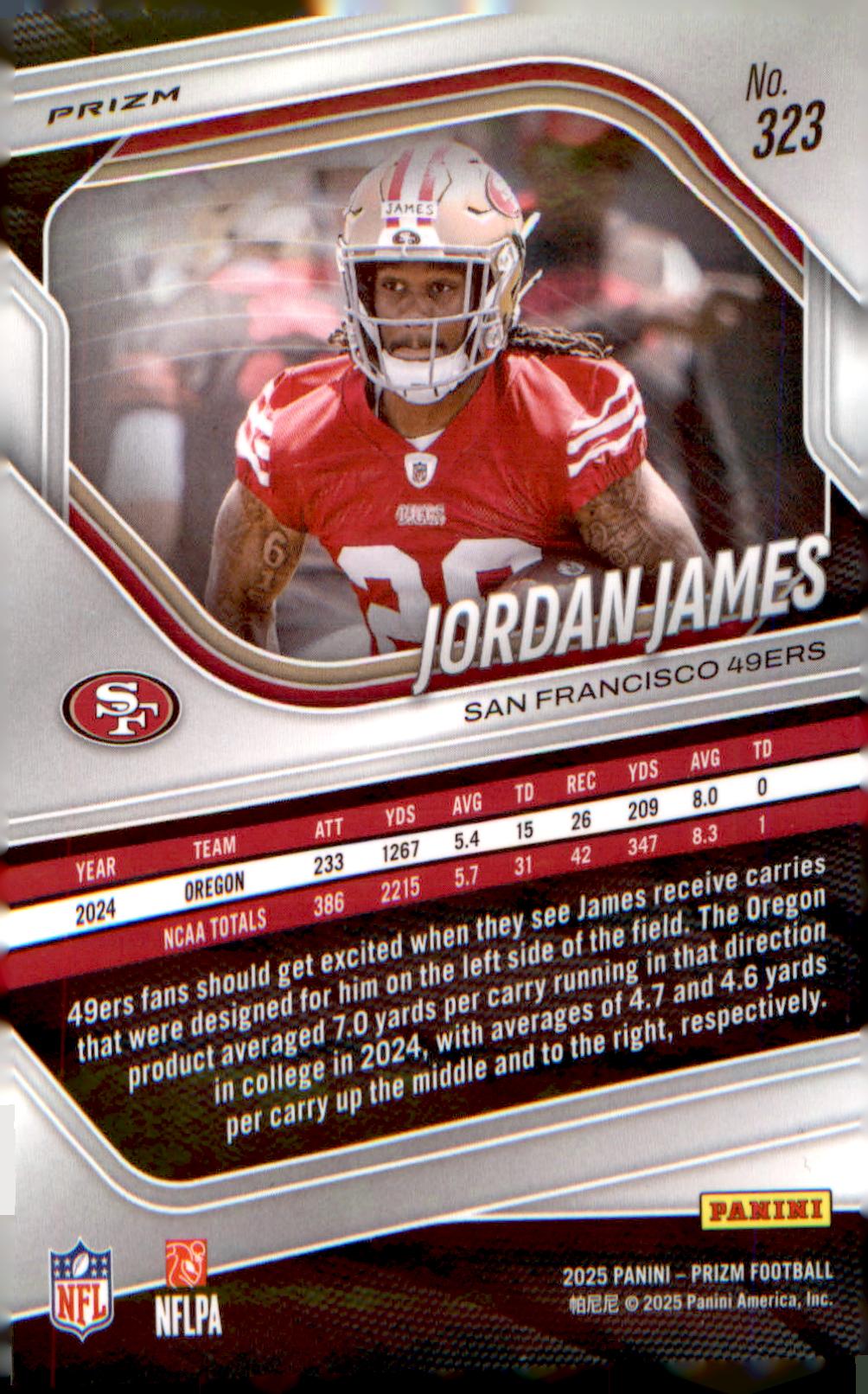 2025 Panini Prizm Neon Green Pulsar #323 Jordan James
