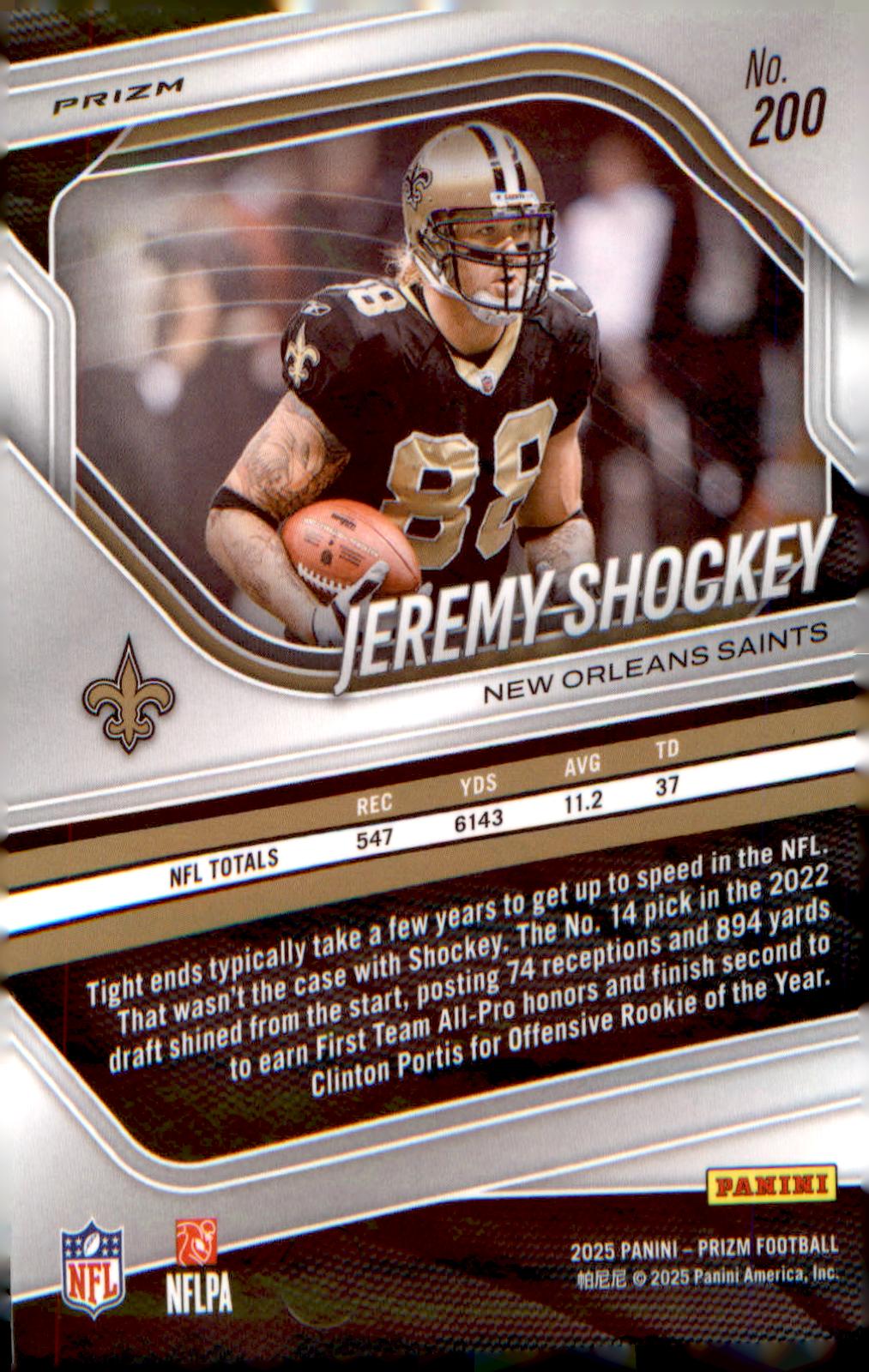 2025 Panini Prizm Neon Green Pulsar #200 Jeremy Shockey