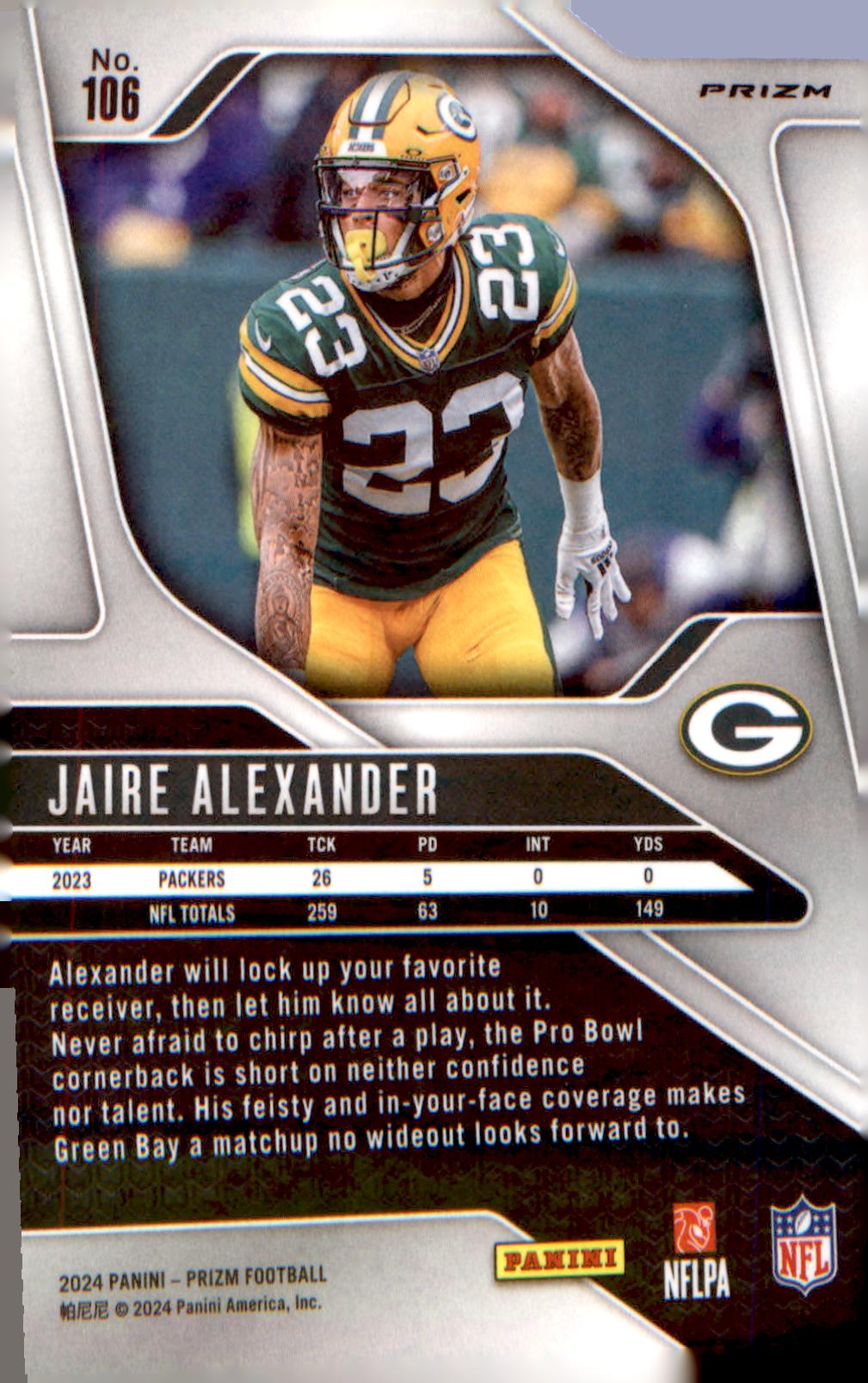 2024 Panini Prizm Green Wave #106 Jaire Alexander