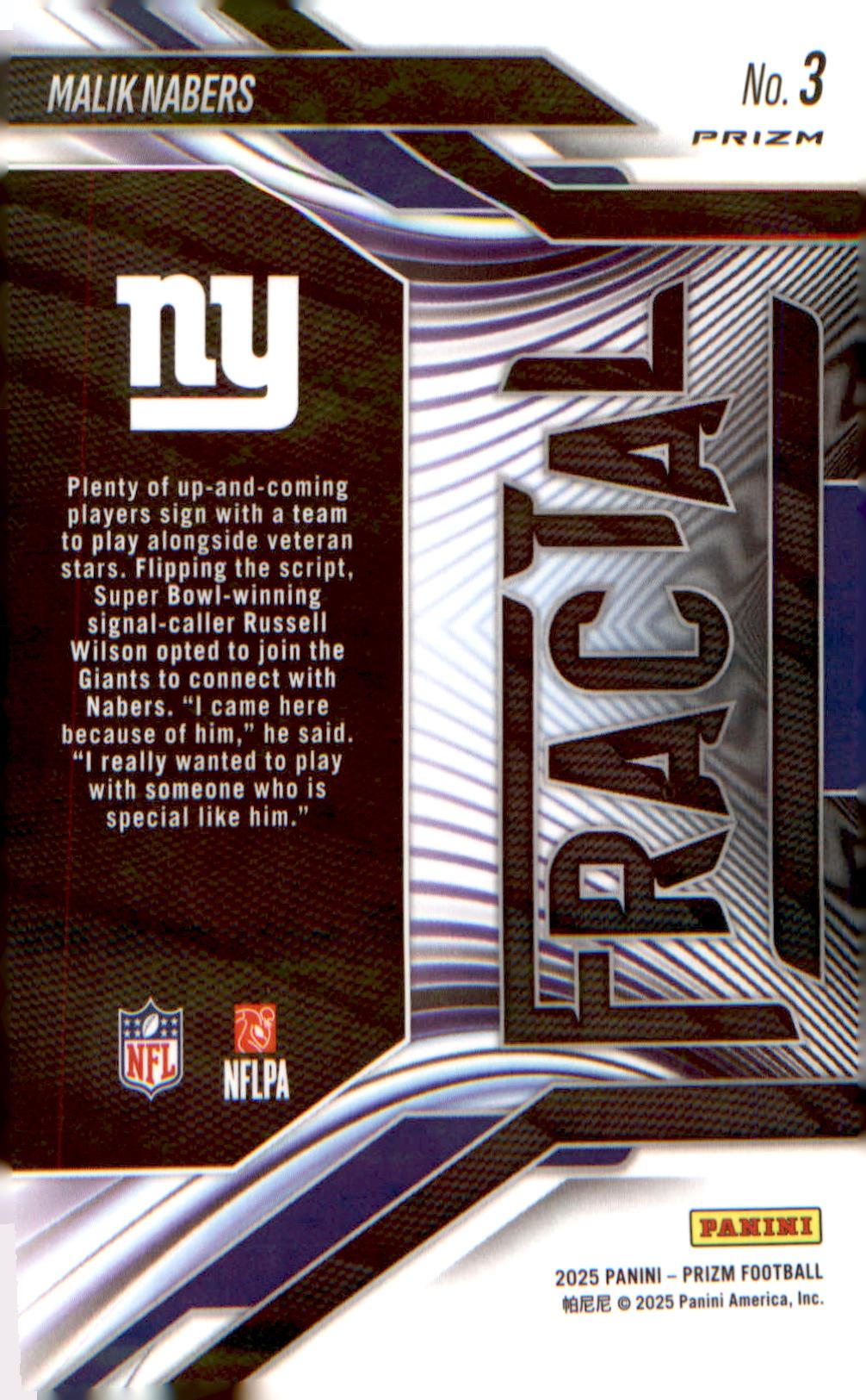 2025 Panini Prizm Fractal Green Wave #3 Malik Nabers