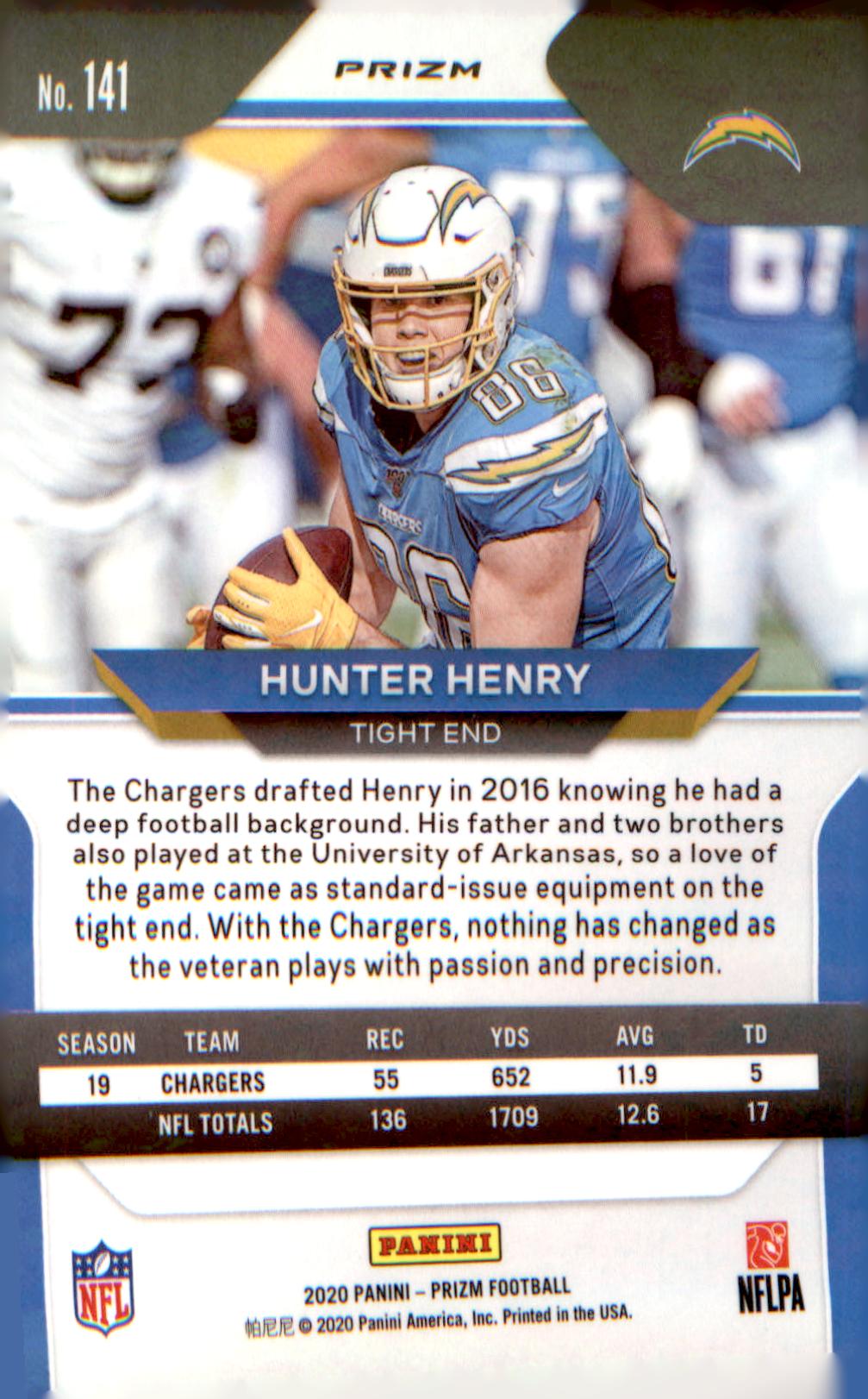 2020 Panini Prizm Prizm Red White and Blue #141 Hunter Henry