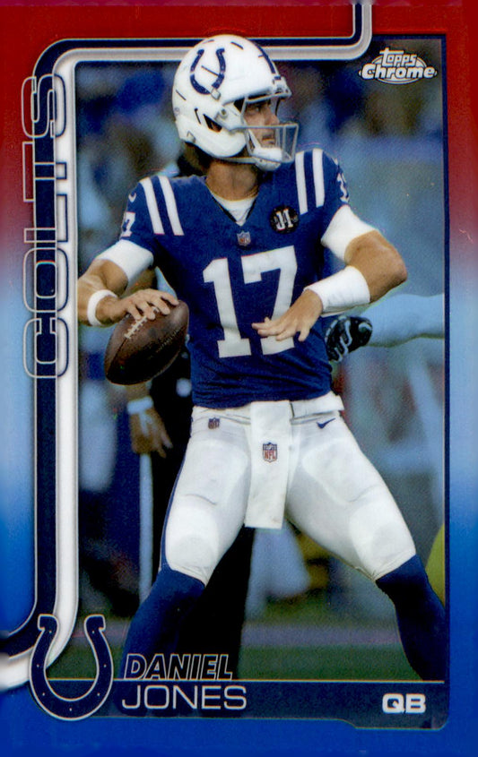 2025 Topps Chrome Red White and Blue Refractor #132 Daniel Jones