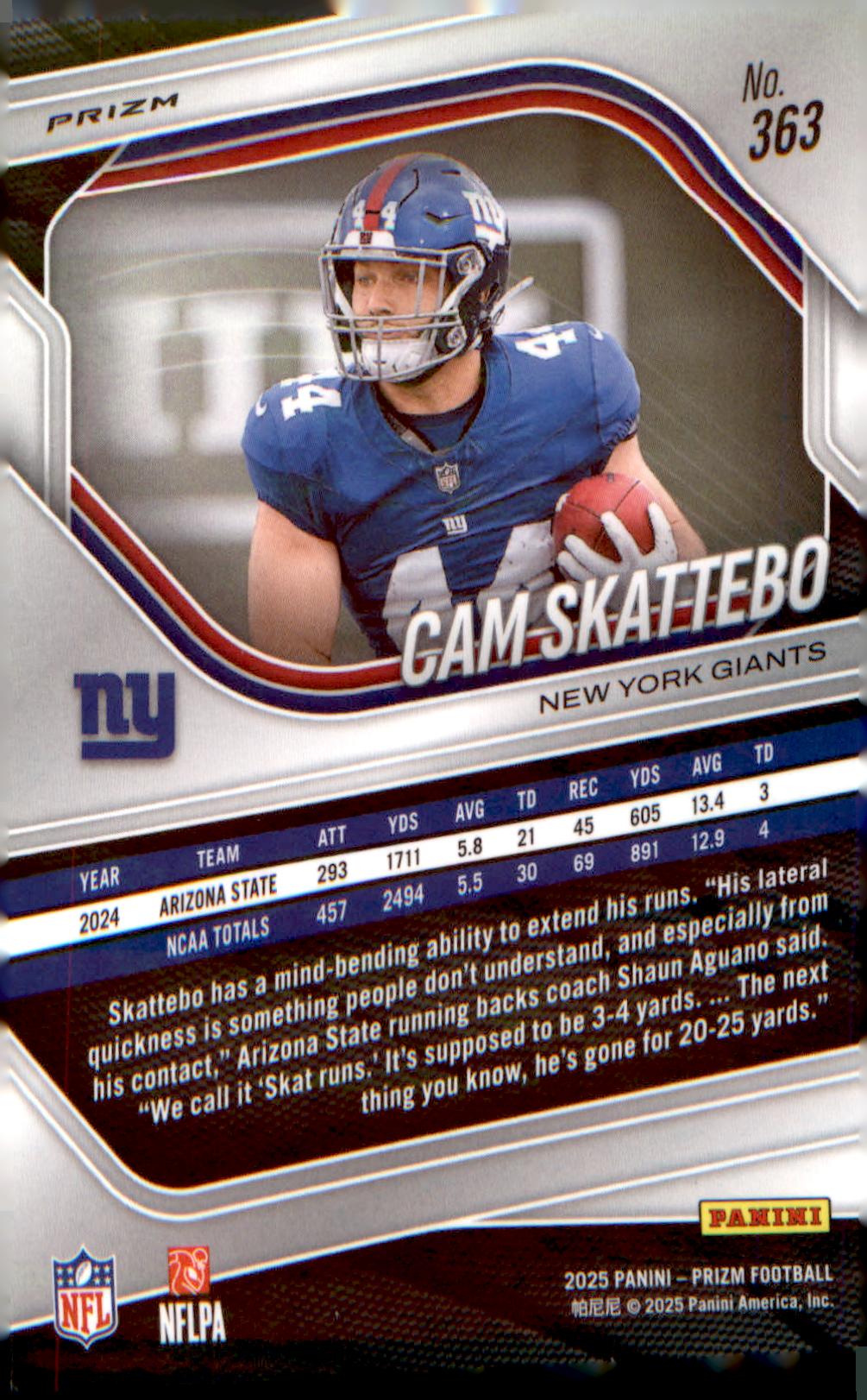 2025 Panini Prizm Silver #363 Cam Skattebo