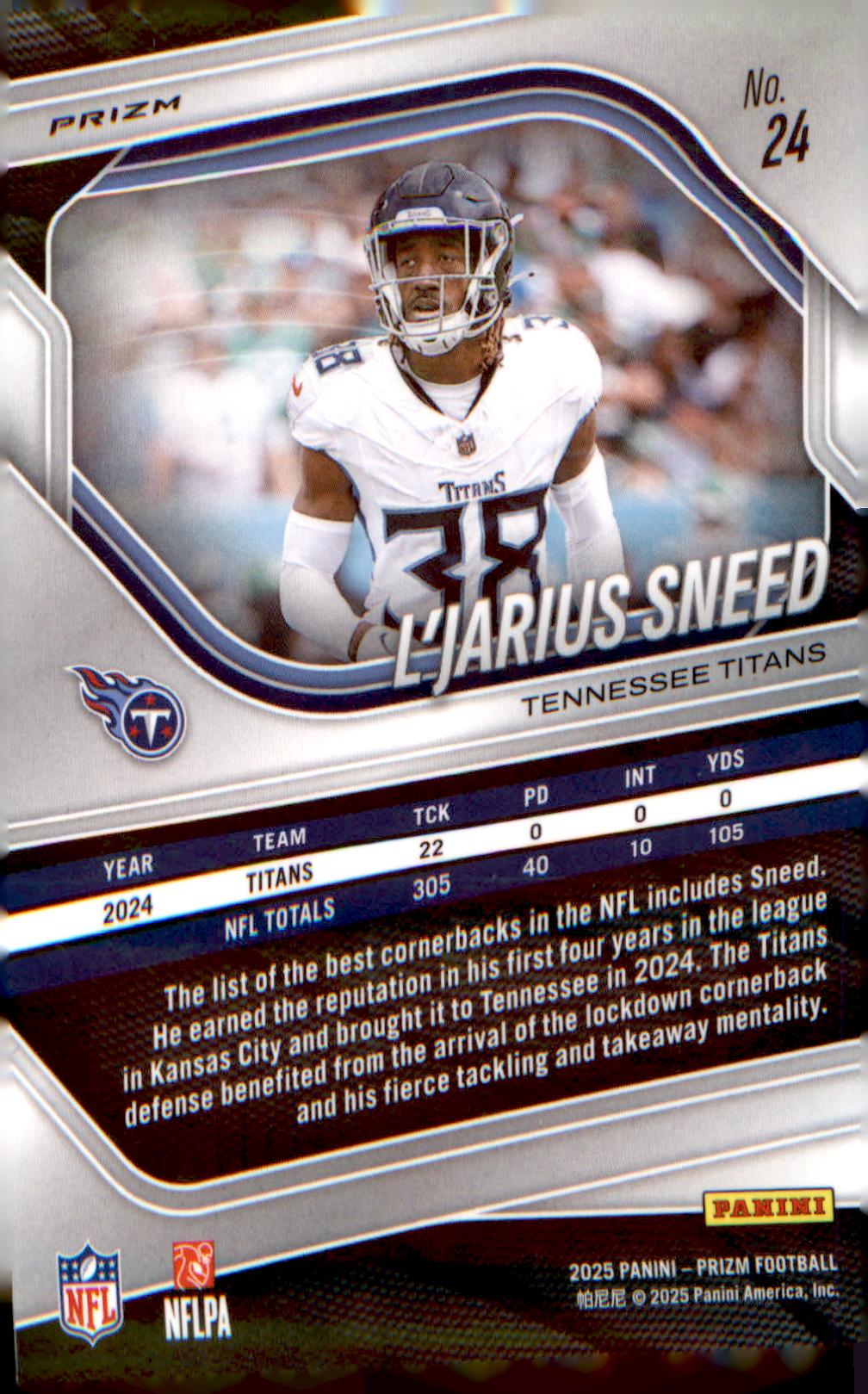 2025 Panini Prizm Silver #24 L'Jarius Sneed
