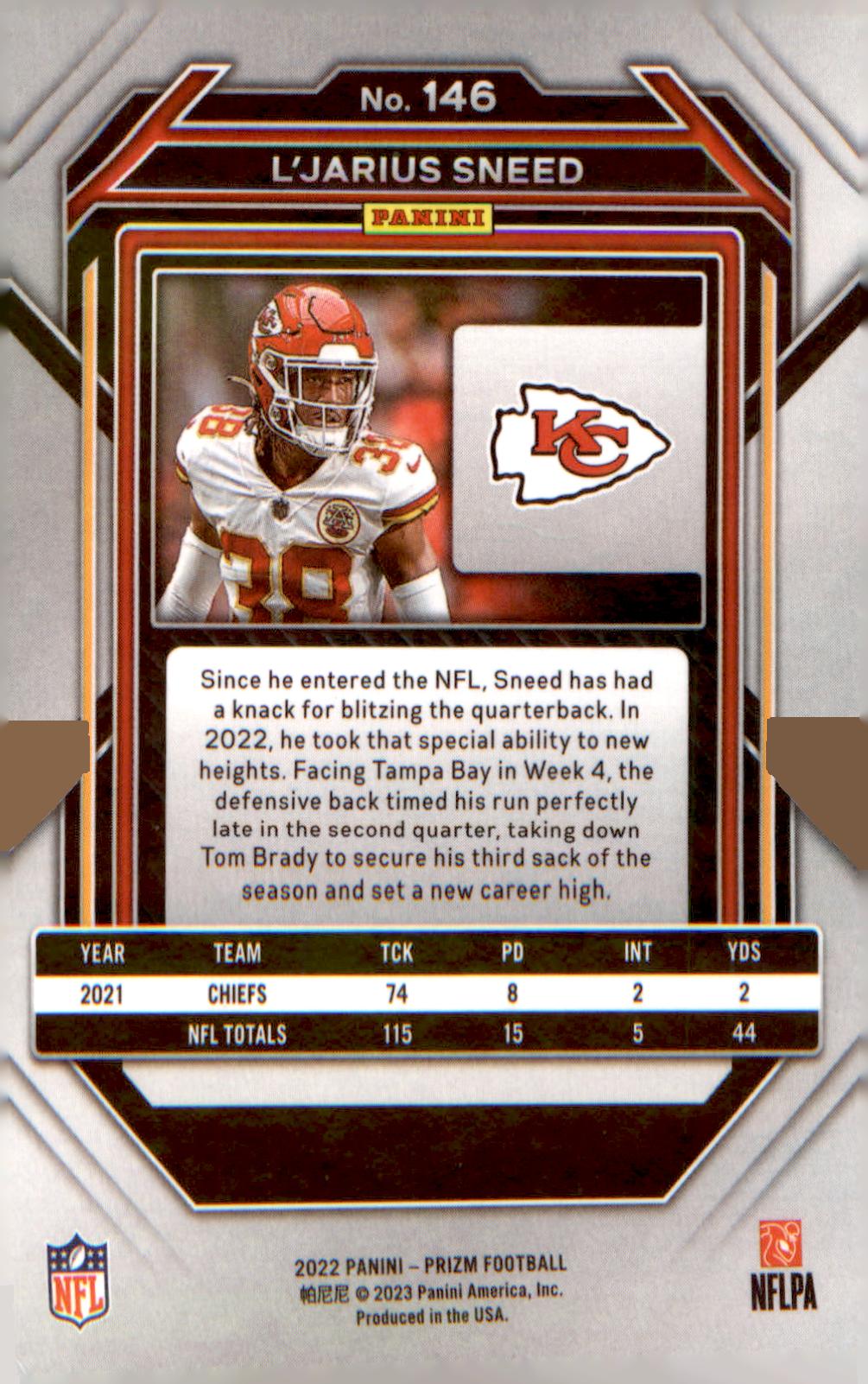 2022 Panini Prizm #146 L'Jarius Sneed