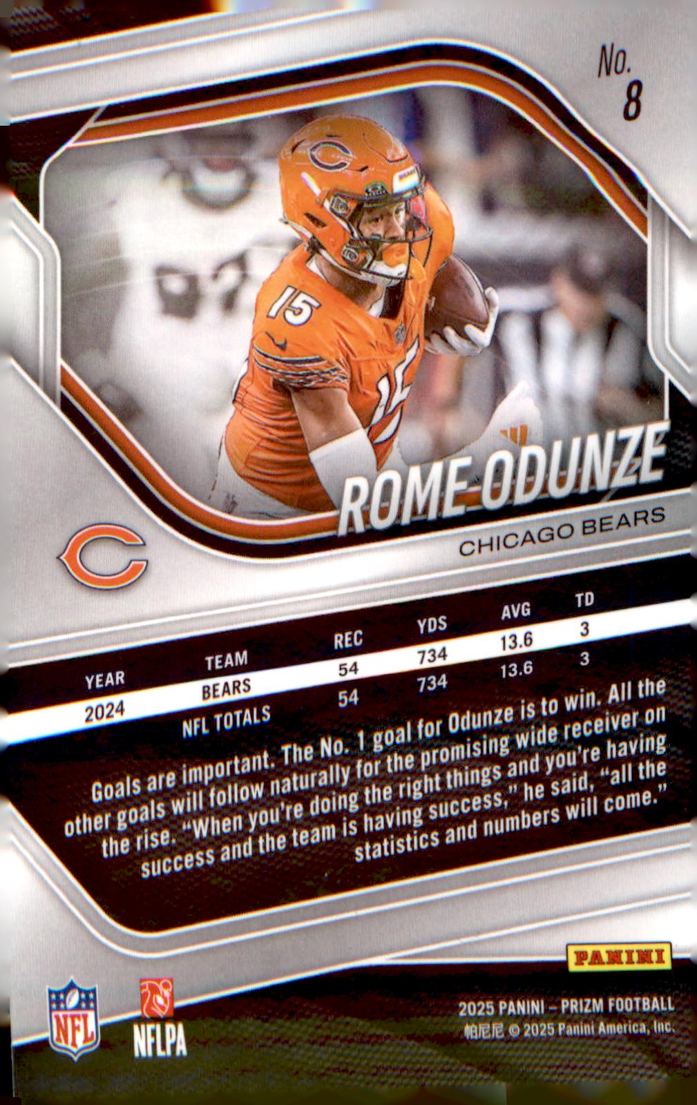 2025 Panini Prizm #8 Rome Odunze