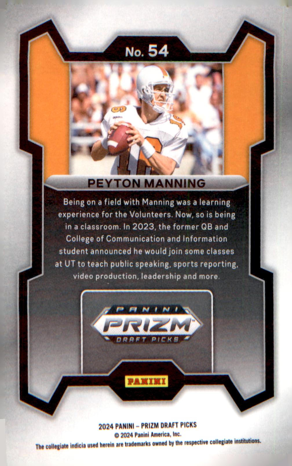 2024 Panini Prizm Draft Picks #54 Peyton Manning