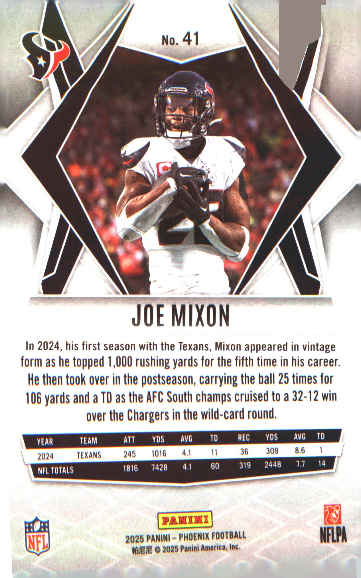 2025 Panini Phoenix Silver Pyramids Prizm #41 Joe Mixon