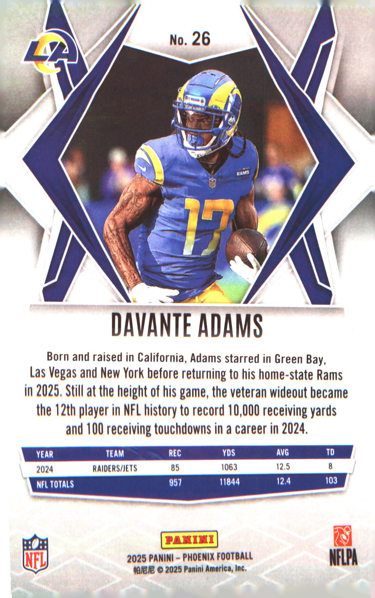 2025 Panini Phoenix Silver Pyramids Prizm #26 Davante Adams