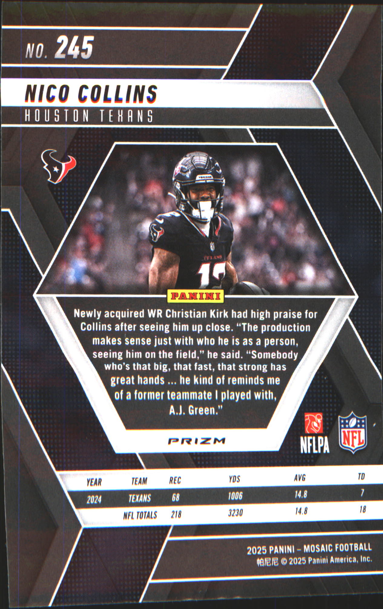 2025 Panini Mosaic Mosaic Reactive Yellow #245 Nico Collins
