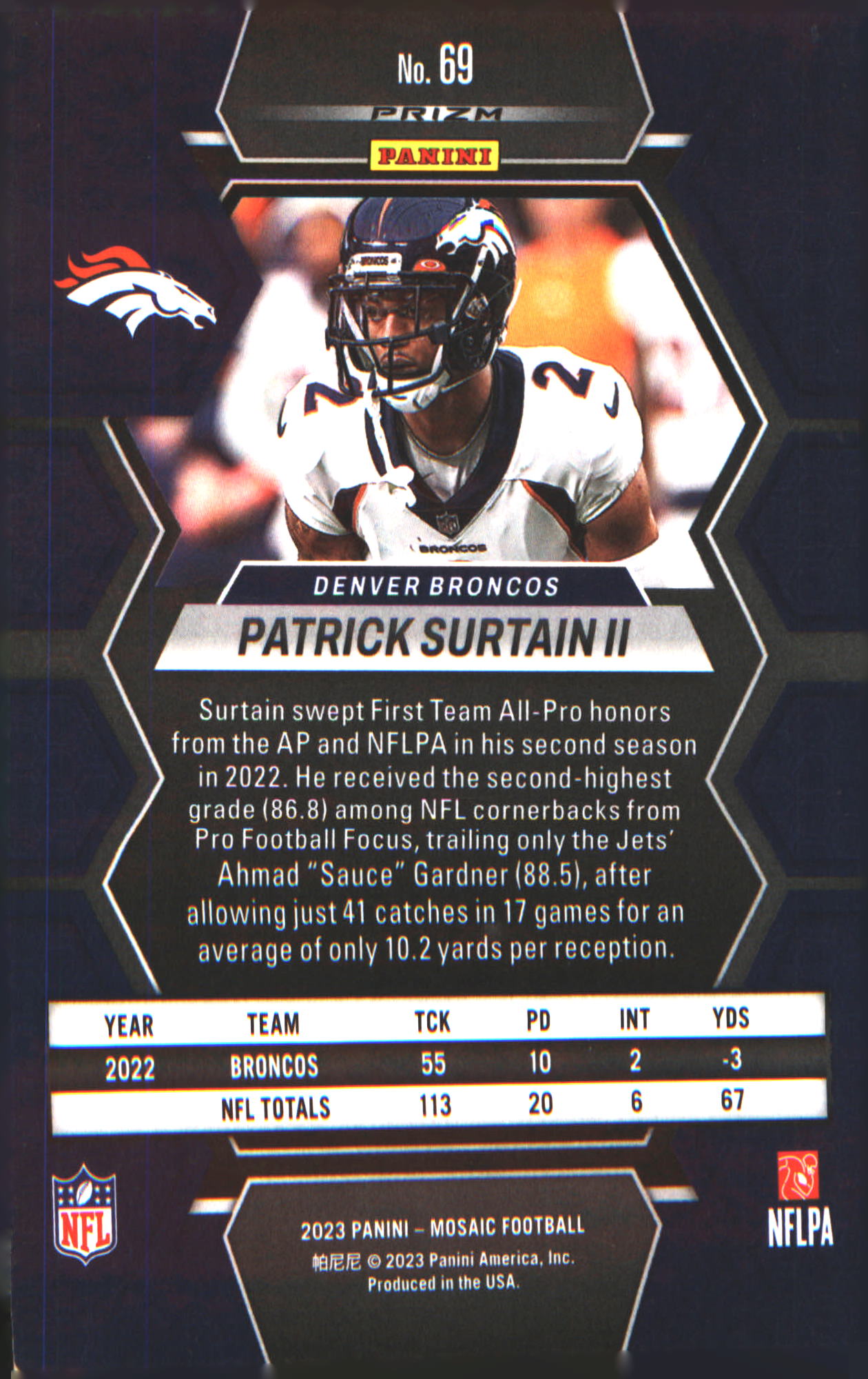 2023 Panini Mosaic Green Mosaic #69 Patrick Surtain II