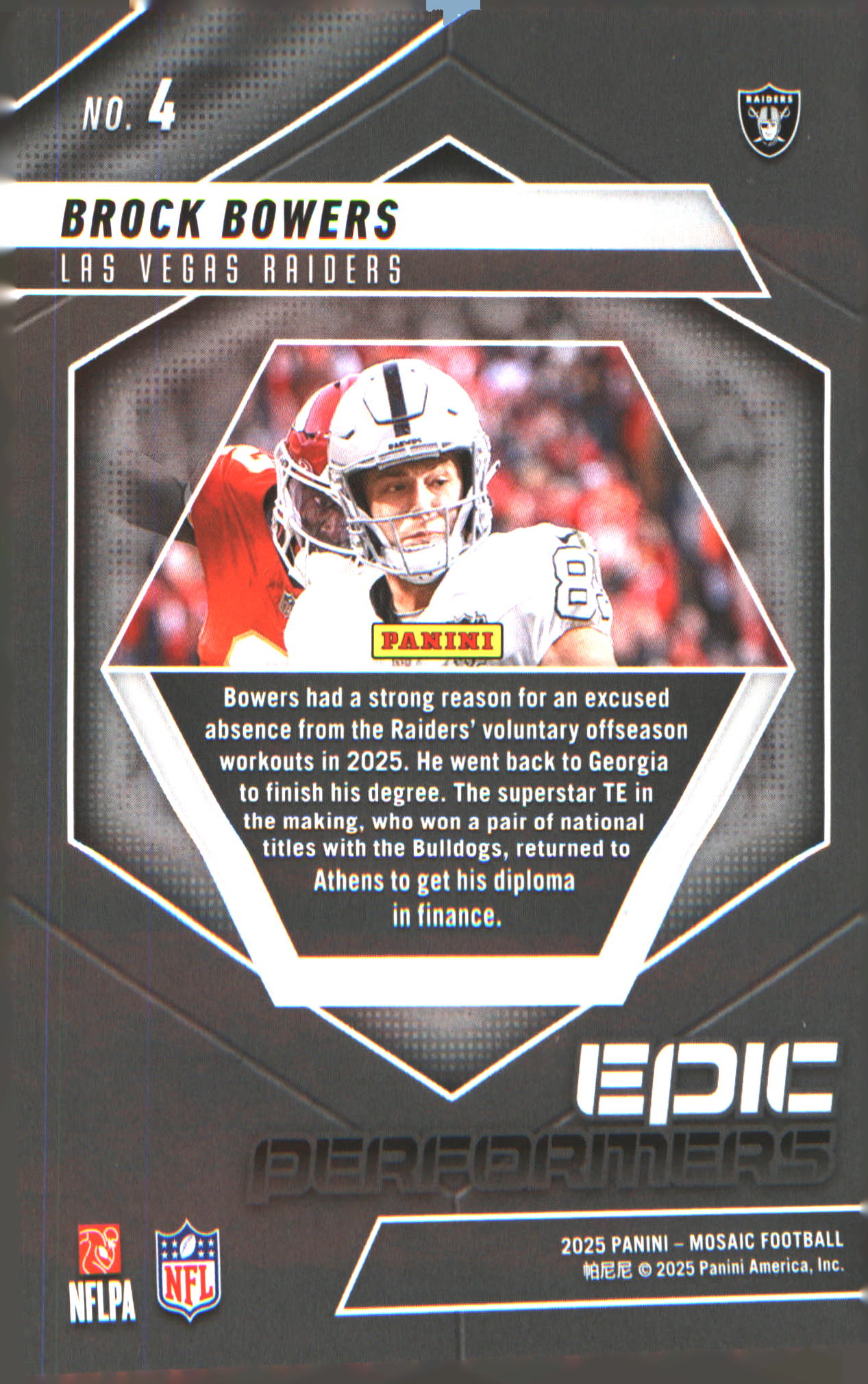 2025 Panini Mosaic Epic Performers #4 Brock Bowers