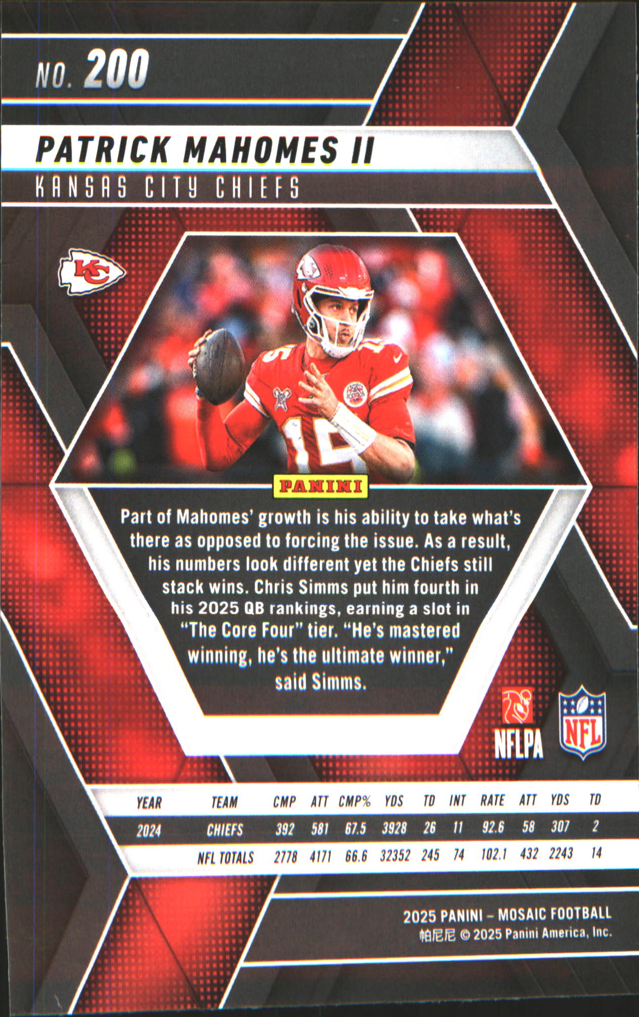 2025 Panini Mosaic #200 Patrick Mahomes II