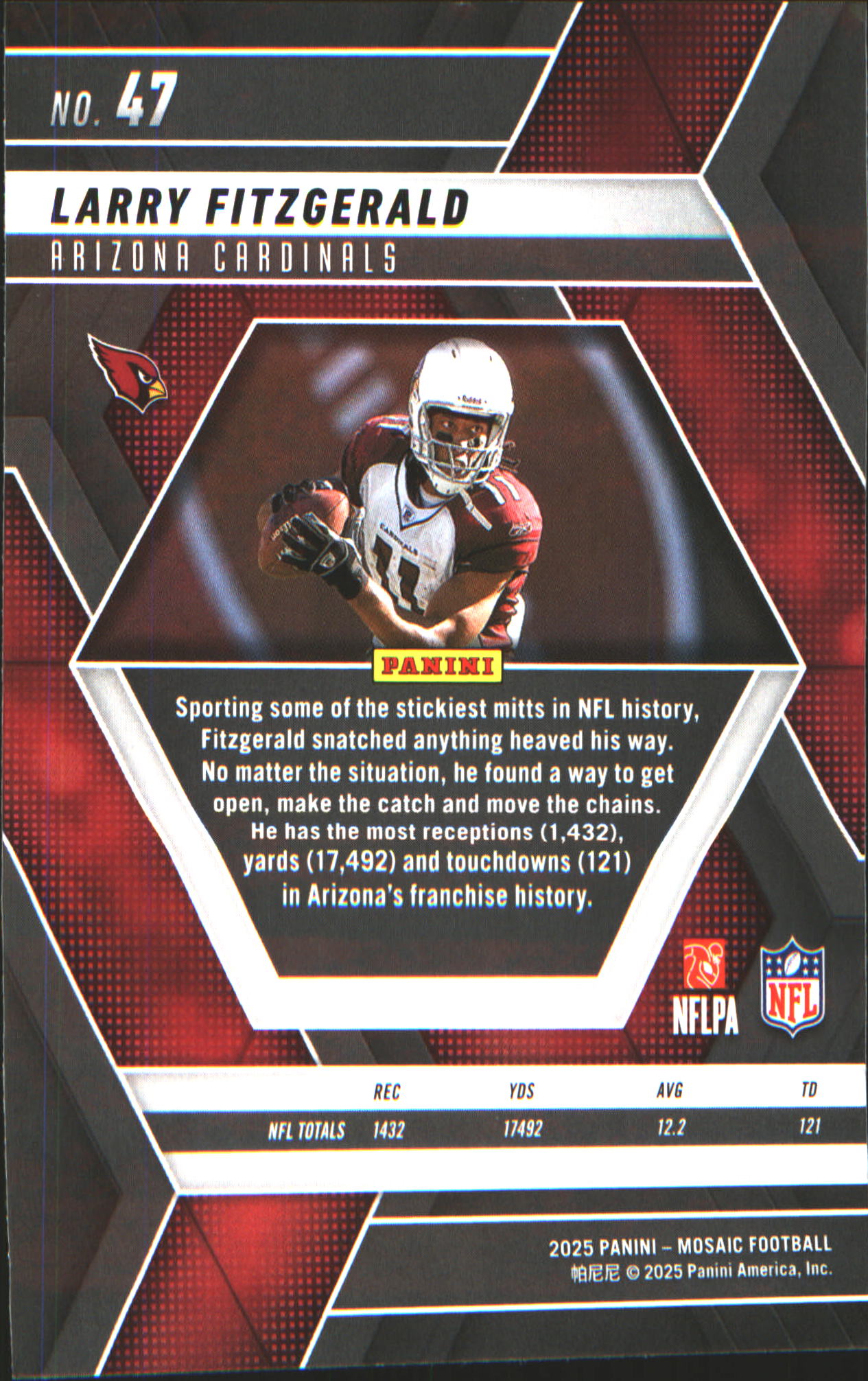 2025 Panini Mosaic #47 Larry Fitzgerald