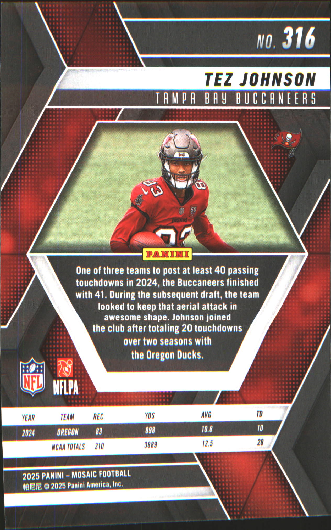 2025 Panini Mosaic #316 Tez Johnson Rookie RC