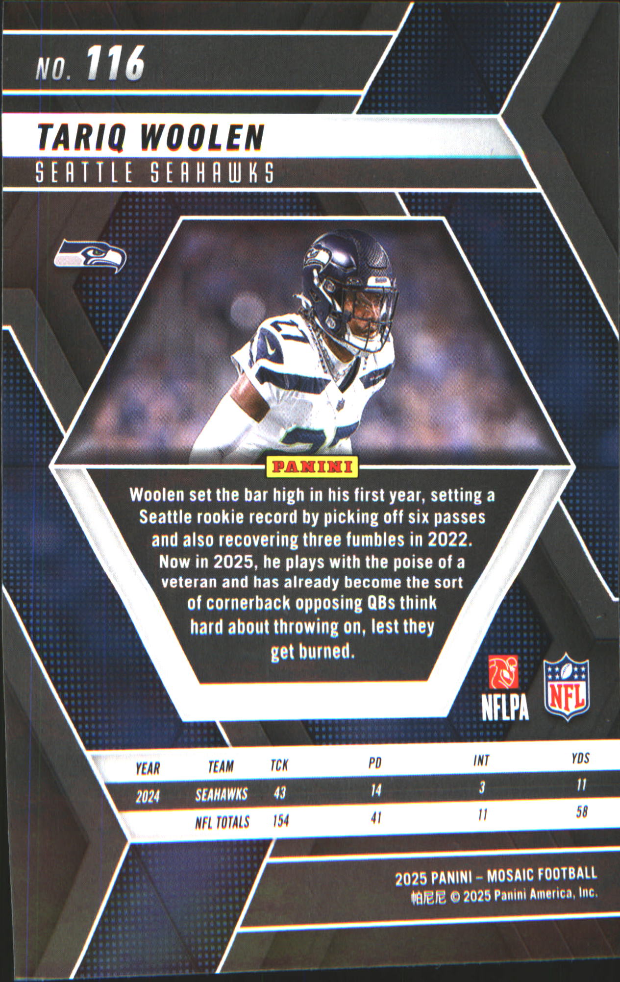 2025 Panini Mosaic #116 Tariq Woolen