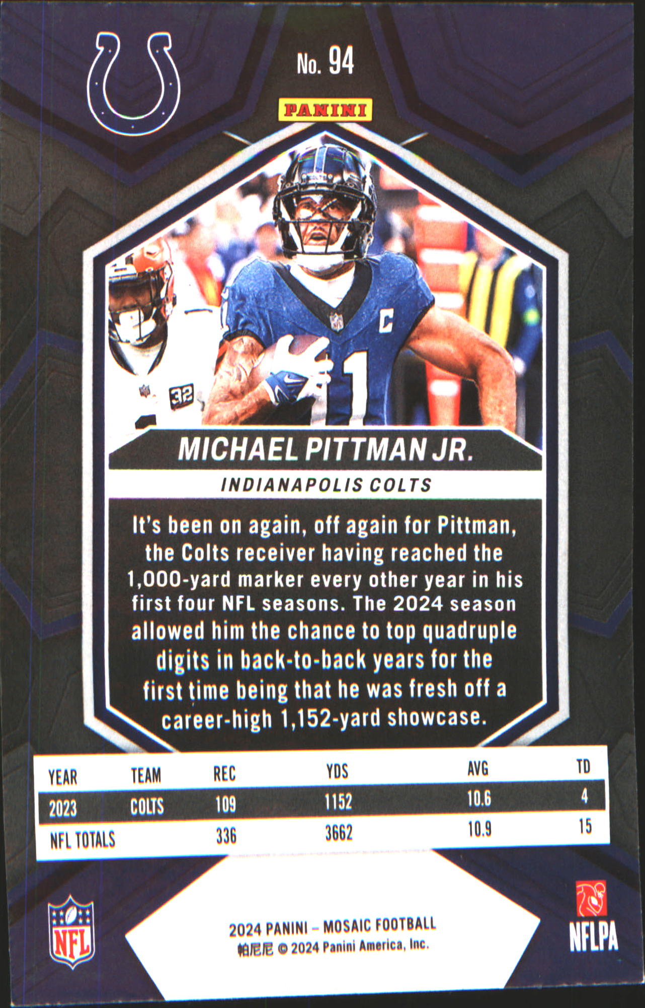 2024 Panini Mosaic #94 Michael Pittman Jr.