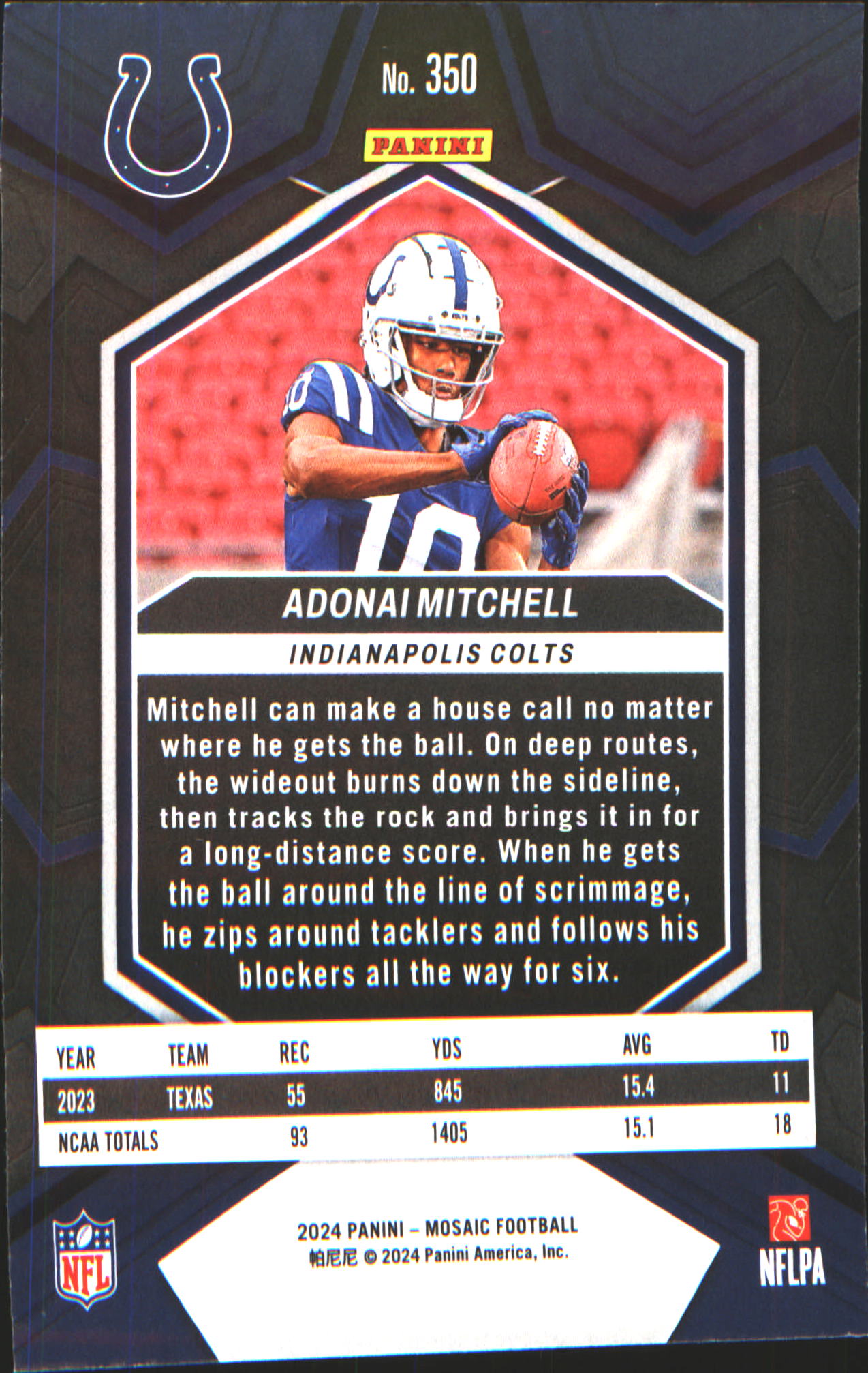 2024 Panini Mosaic #350 Adonai Mitchell Rookie RC