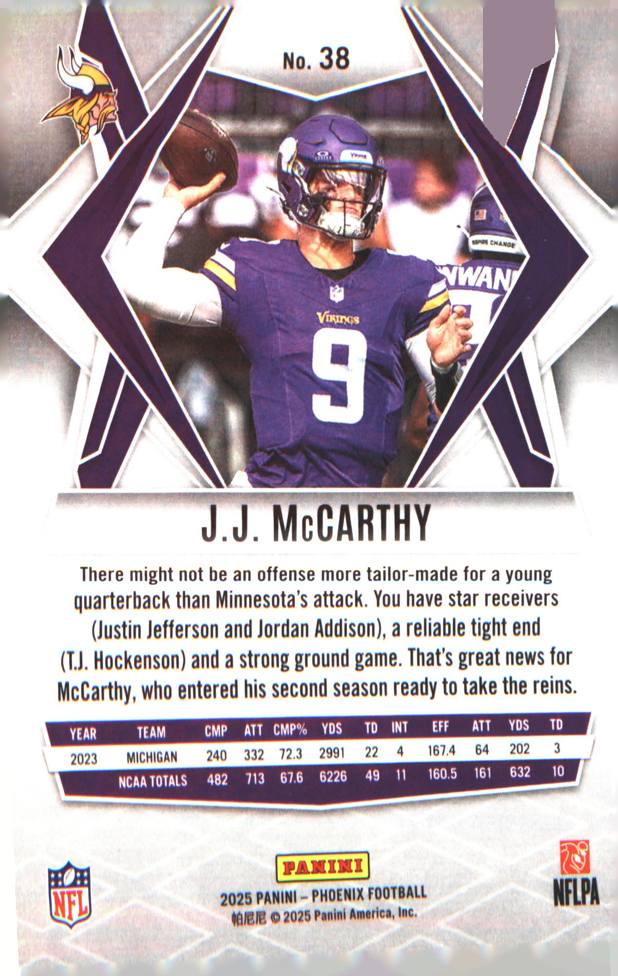 2025 Panini Phoenix #38 J.J. McCarthy