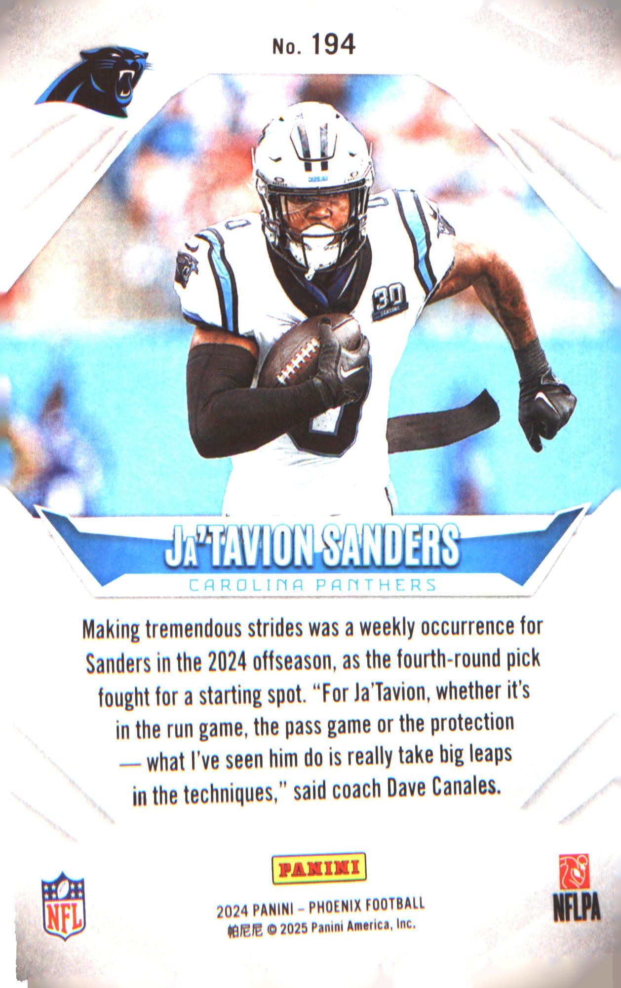 2024 Panini Phoenix #194 Ja'Tavion Sanders Rookie RC