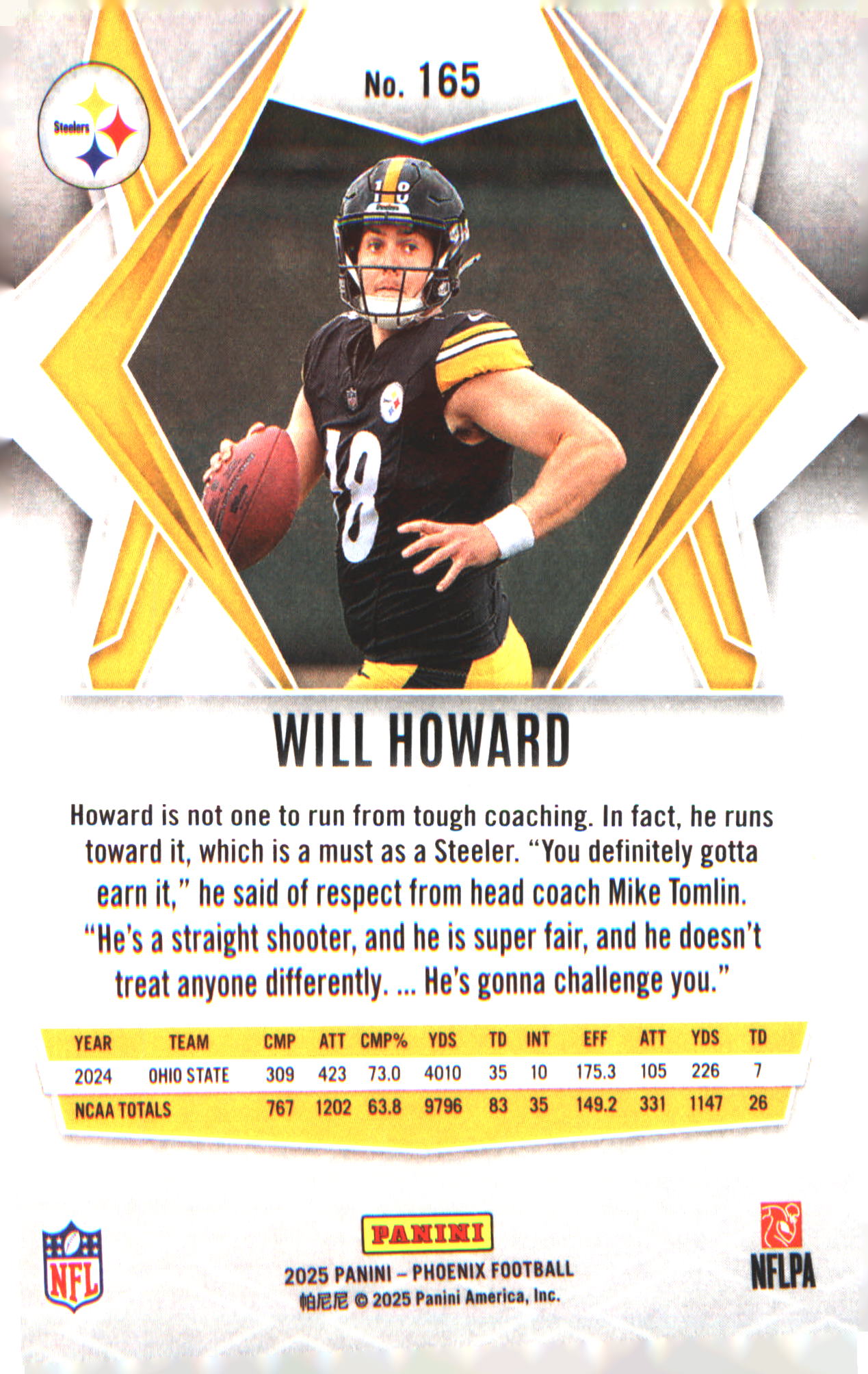 2025 Panini Phoenix #165 Will Howard Rookie RC