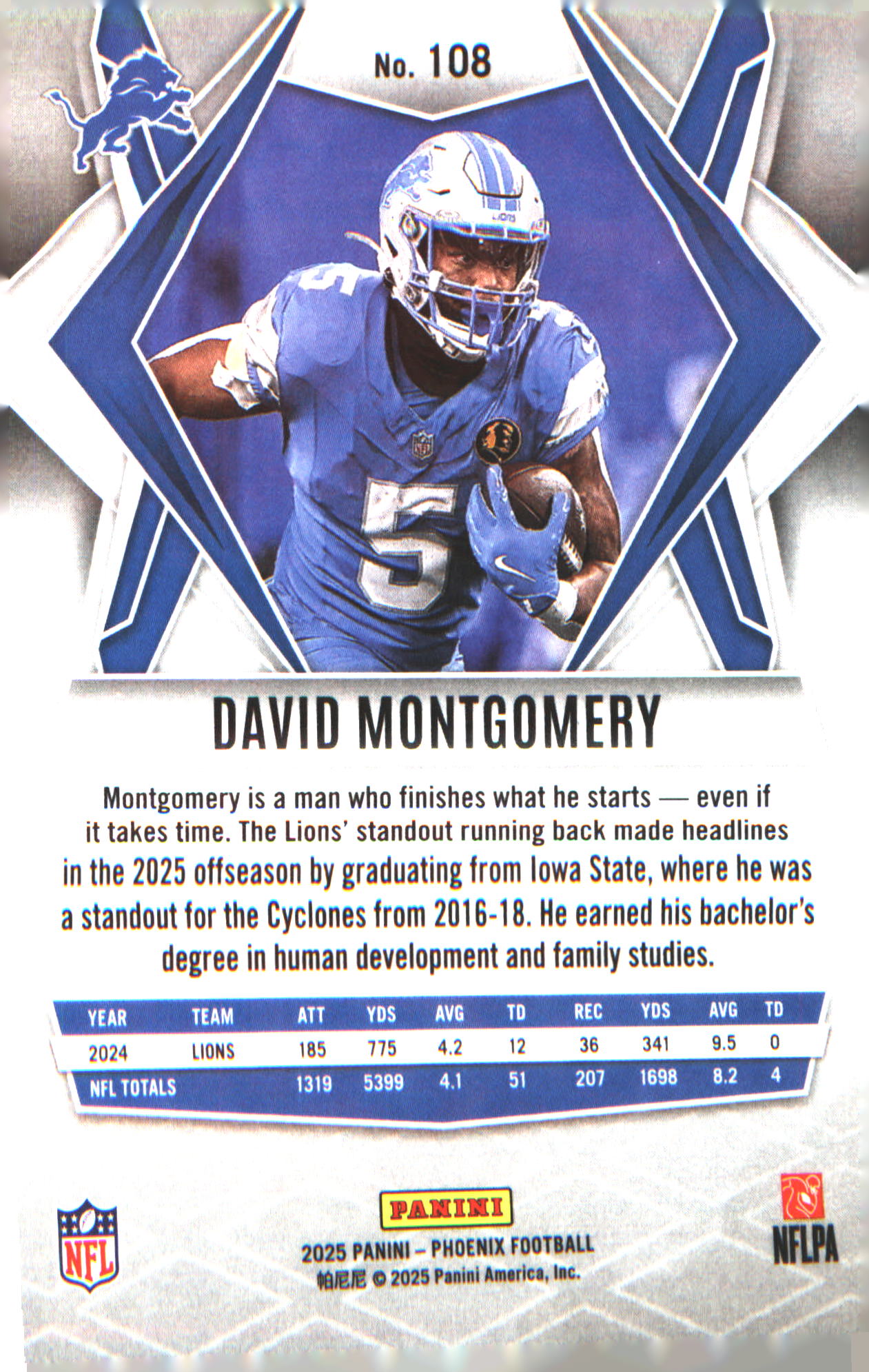 2025 Panini Phoenix #108 David Montgomery