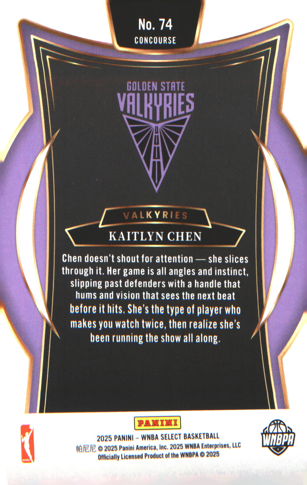 2025 Panini Select WNBA #74 Kaitlyn Chen Rookie RC