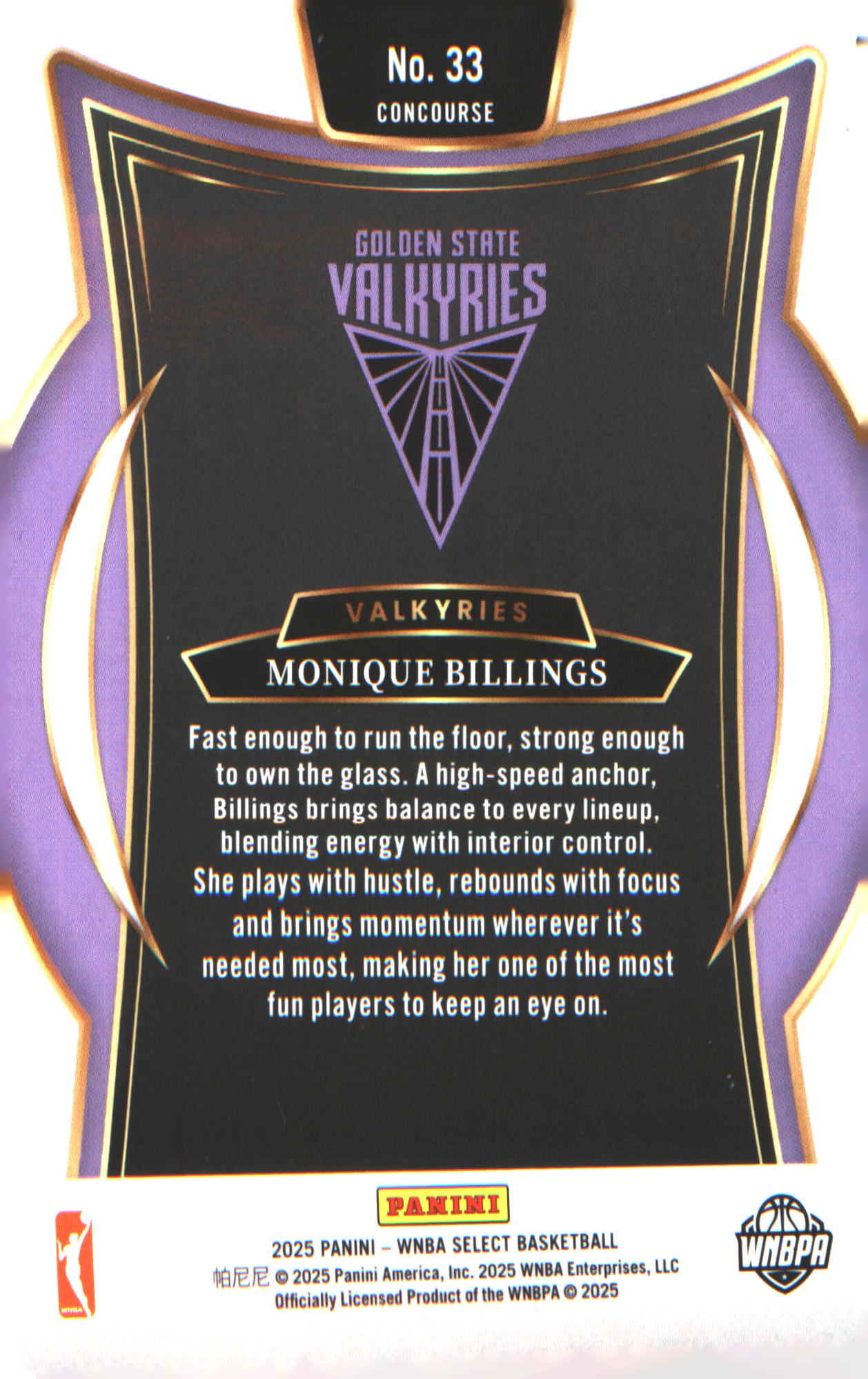 2025 Panini Select WNBA #33 Monique Billings