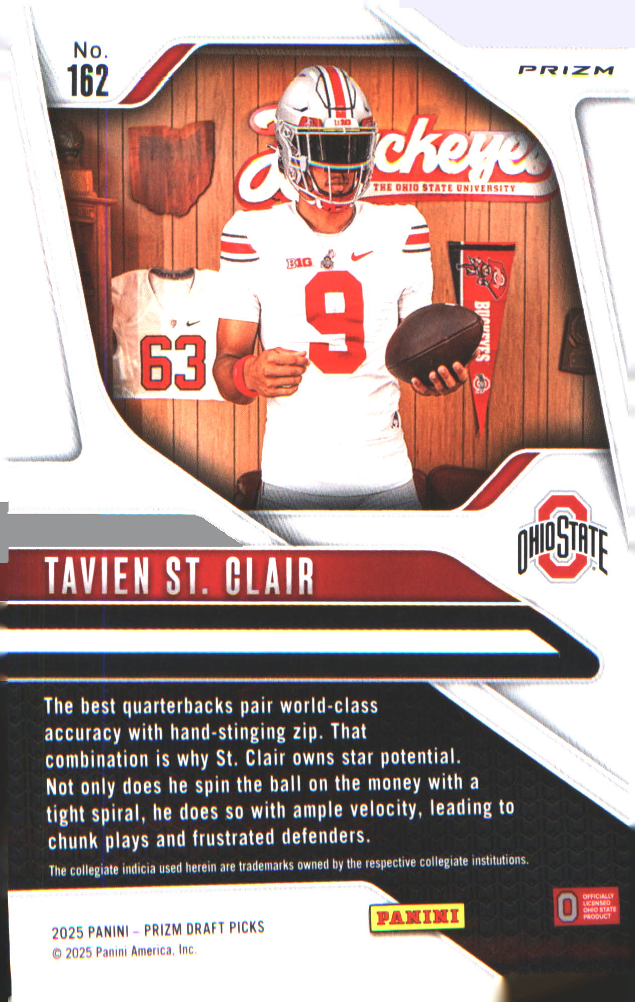2025 Panini Prizm Draft Picks Prizms Green #162 Tavien St. Clair
