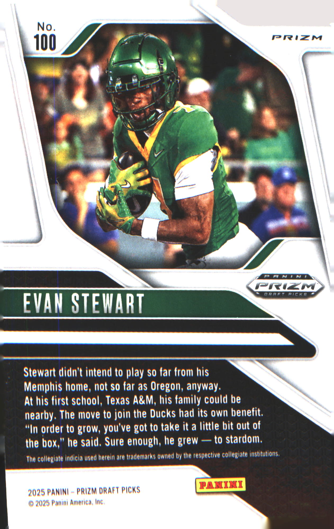 2025 Panini Prizm Draft Picks Prizms Purple Wave #100 Evan Stewart