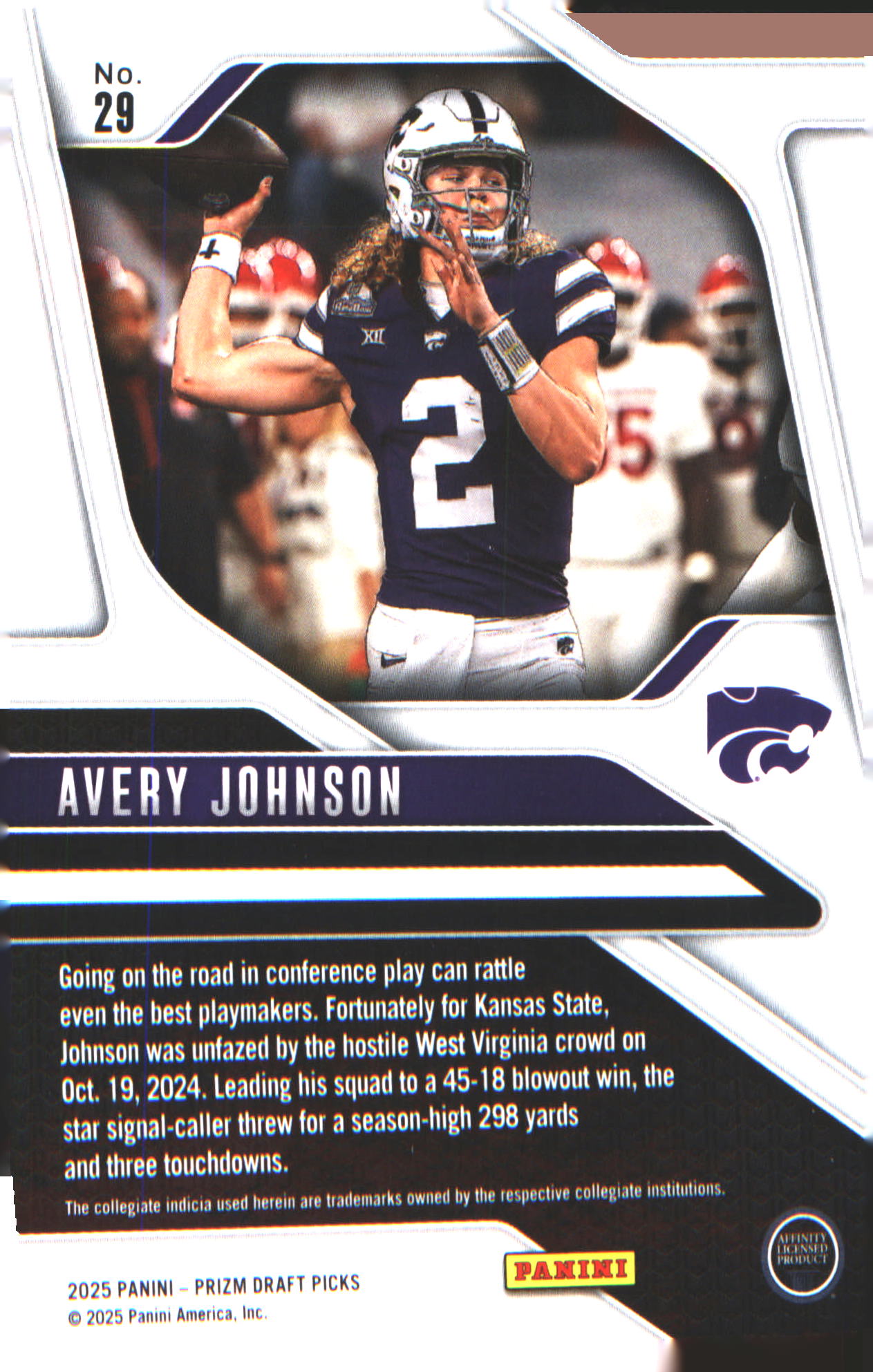2025 Panini Prizm Draft Picks #29 Avery Johnson