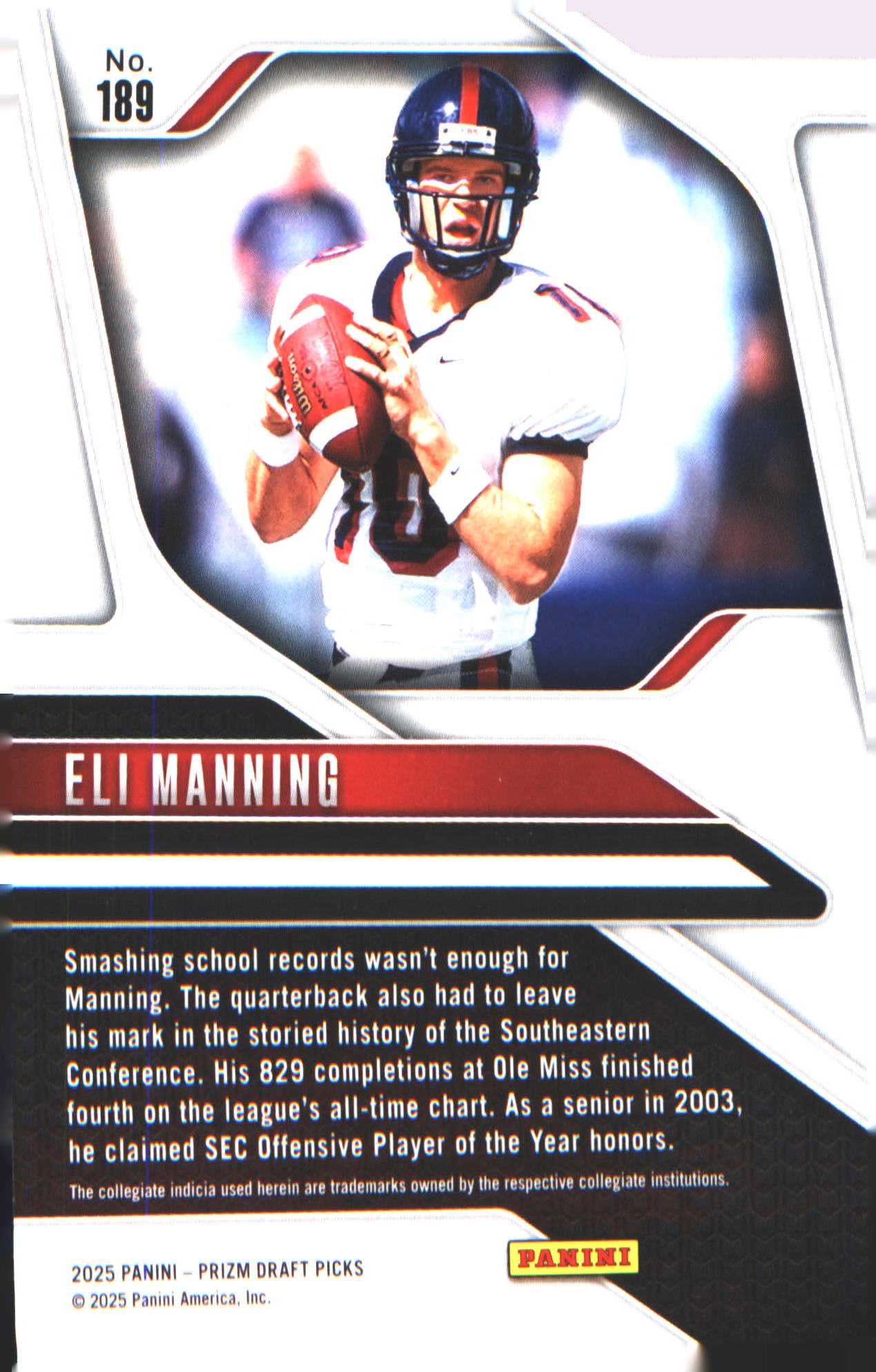 2025 Panini Prizm Draft Picks #189 Eli Manning