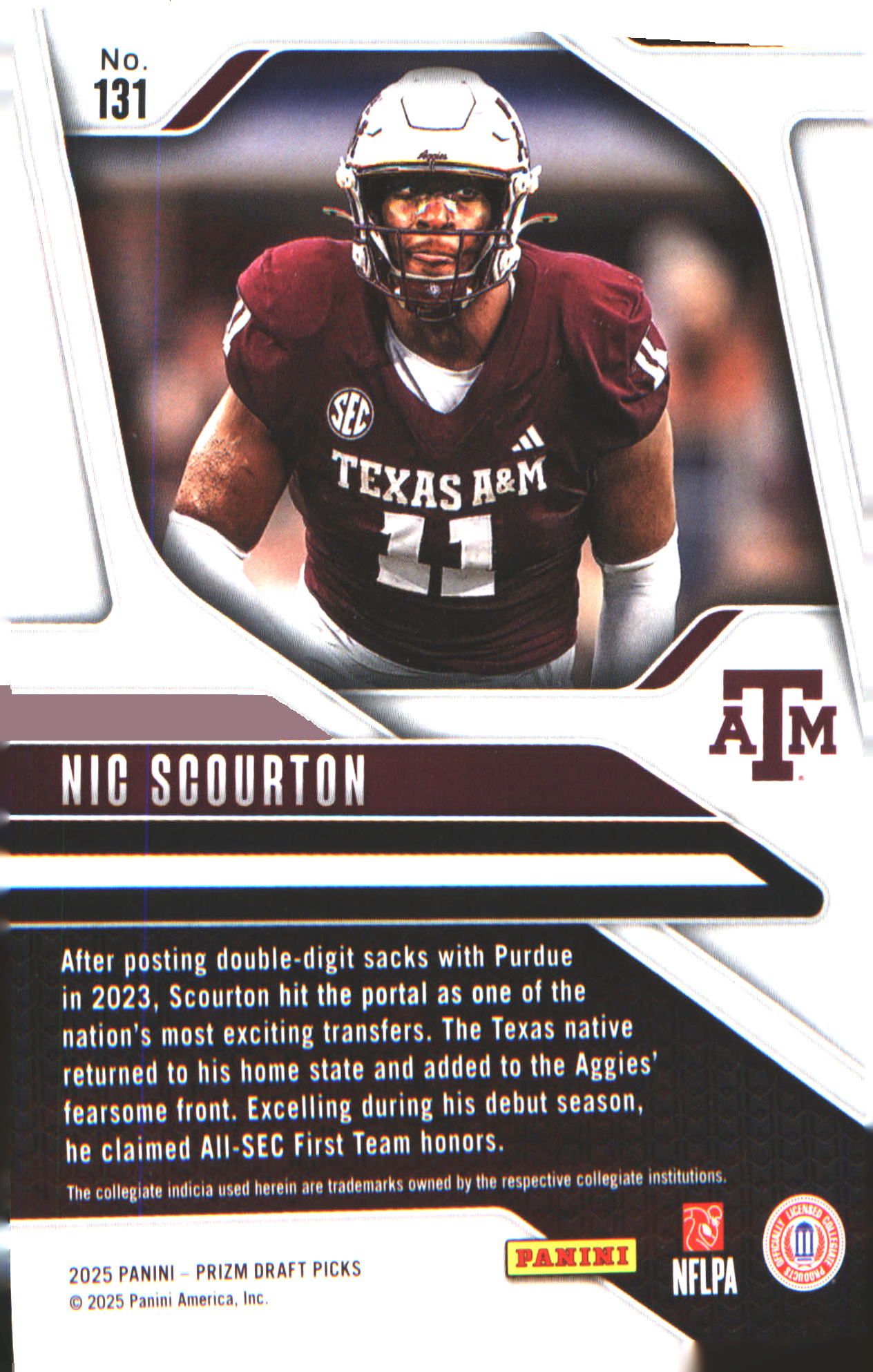 2025 Panini Prizm Draft Picks #131 Nic Scourton