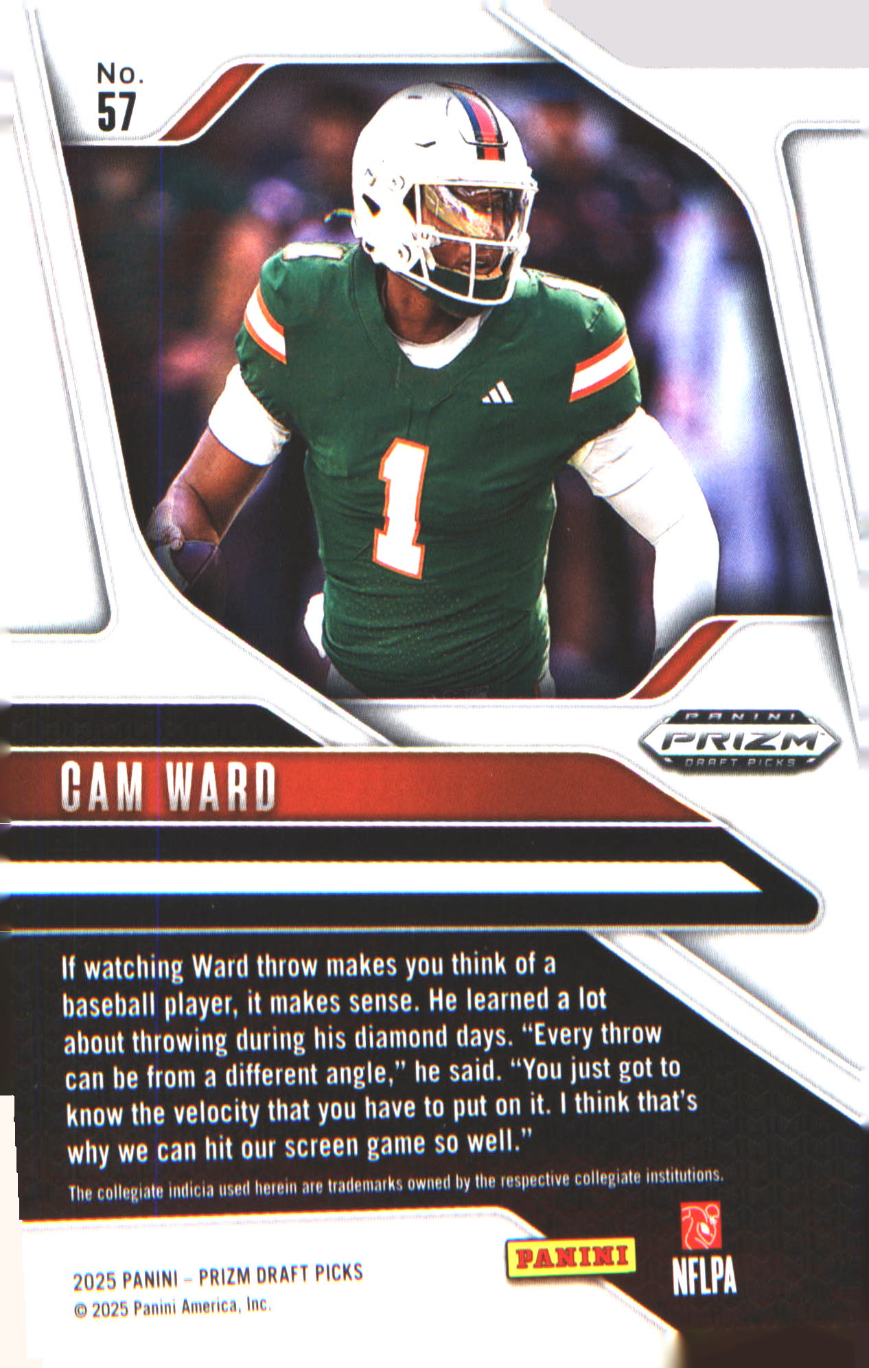 2025 Panini Prizm Draft Picks #57 Cam Ward