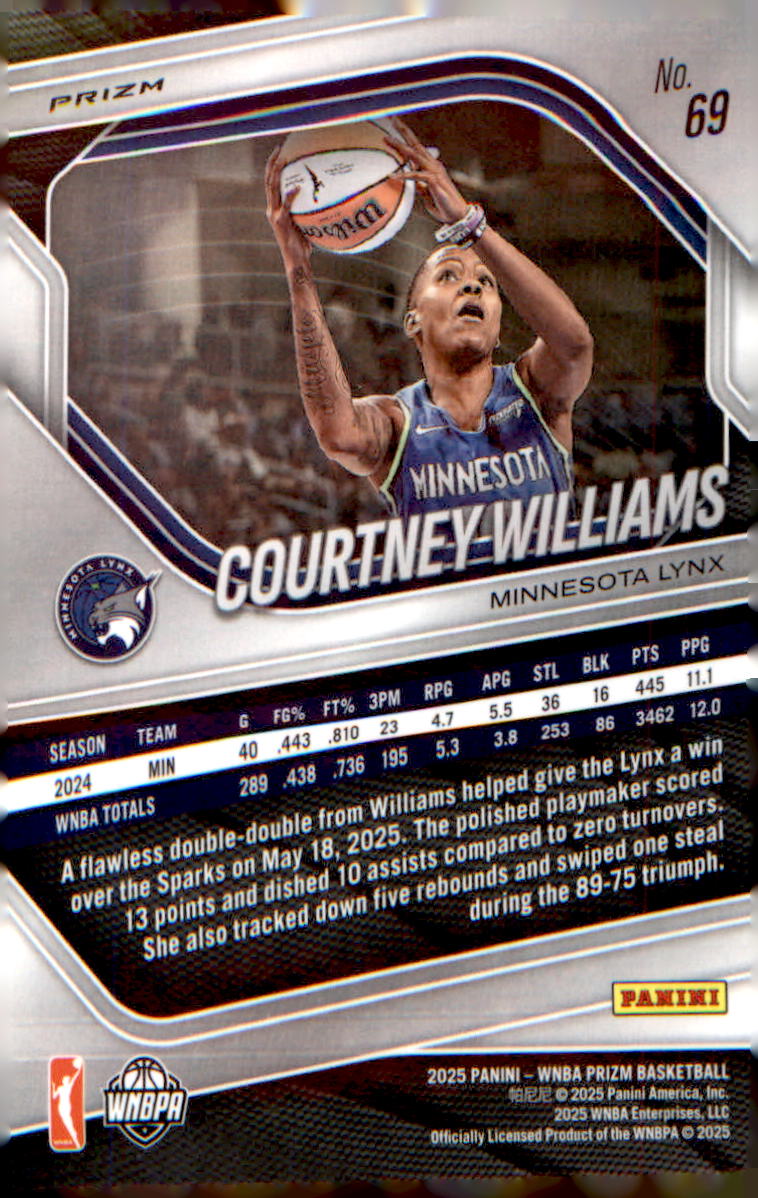 2025 Panini Prizm WNBA Silver Prizms #69 Courtney Williams