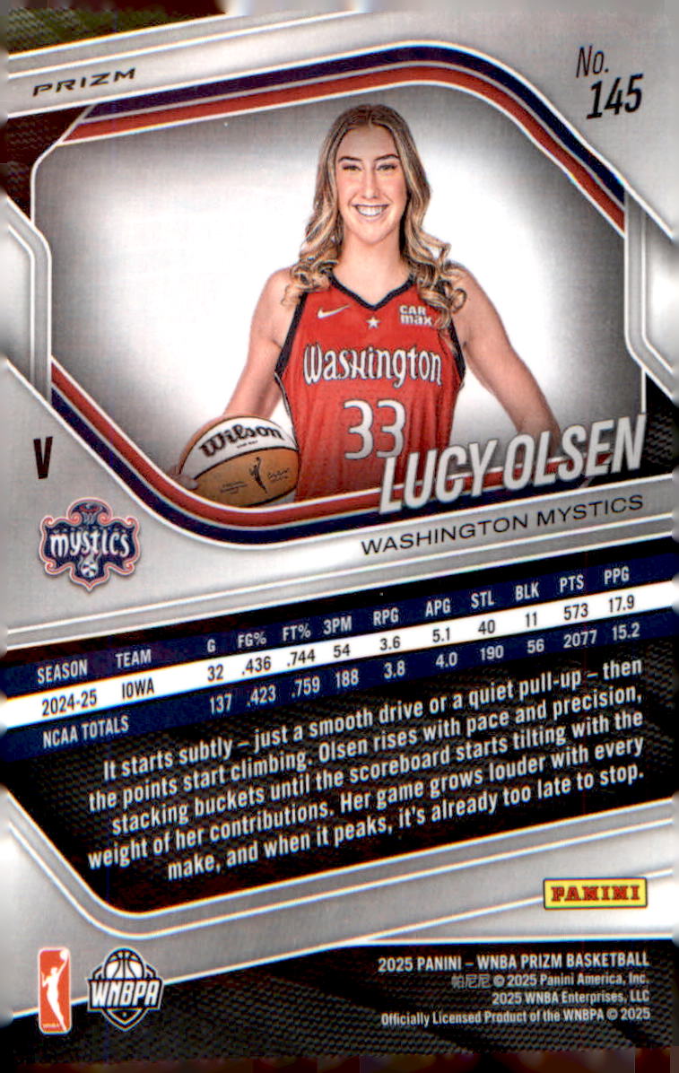 2025 Panini Prizm WNBA Silver Prizms #145 Lucy Olsen