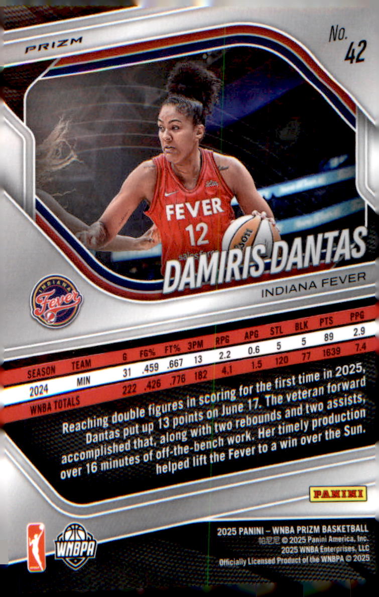 2025 Panini Prizm WNBA White Seismic Prizms #42 Damiris Dantas