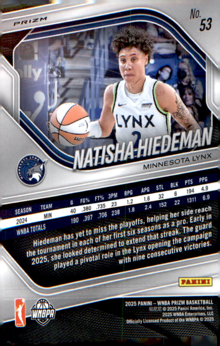 2025 Panini Prizm WNBA White Seismic Prizms #53 Natisha Hiedeman