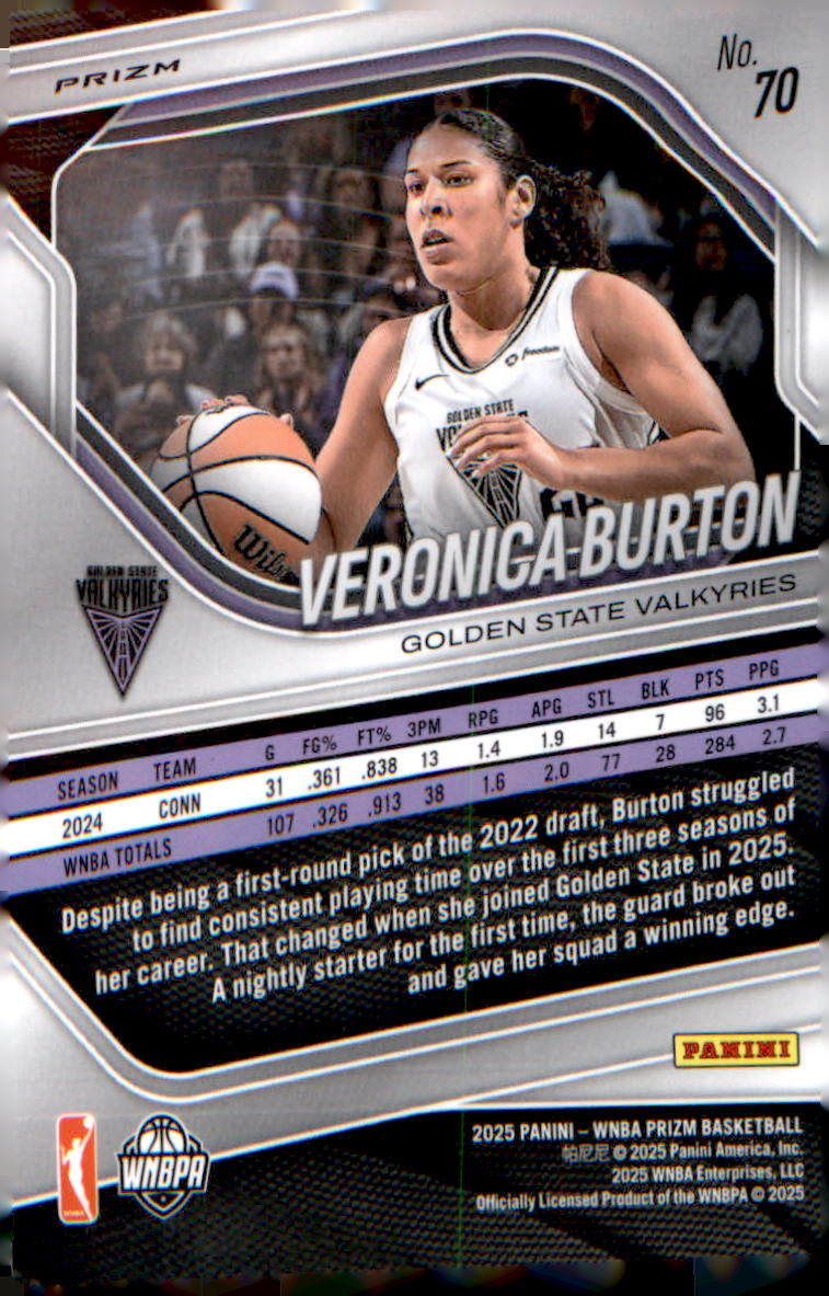 2025 Panini Prizm WNBA White Seismic Prizms #70 Veronica Burton