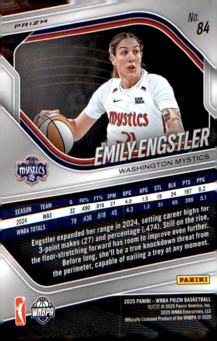 2025 Panini Prizm WNBA White Seismic Prizms #84 Emily Engstler