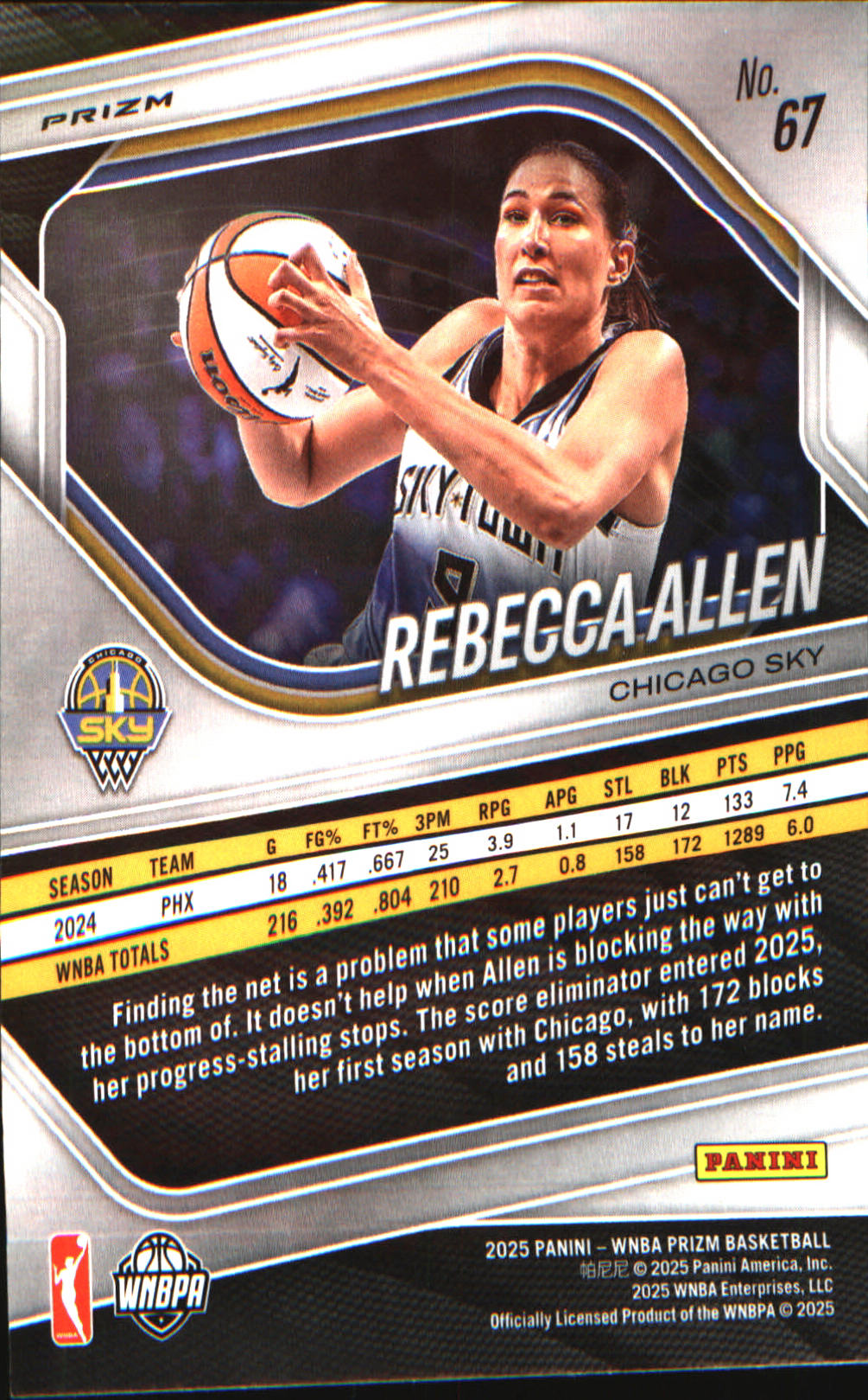 2025 Panini Prizm WNBA Green Prizms #67 Rebecca Allen